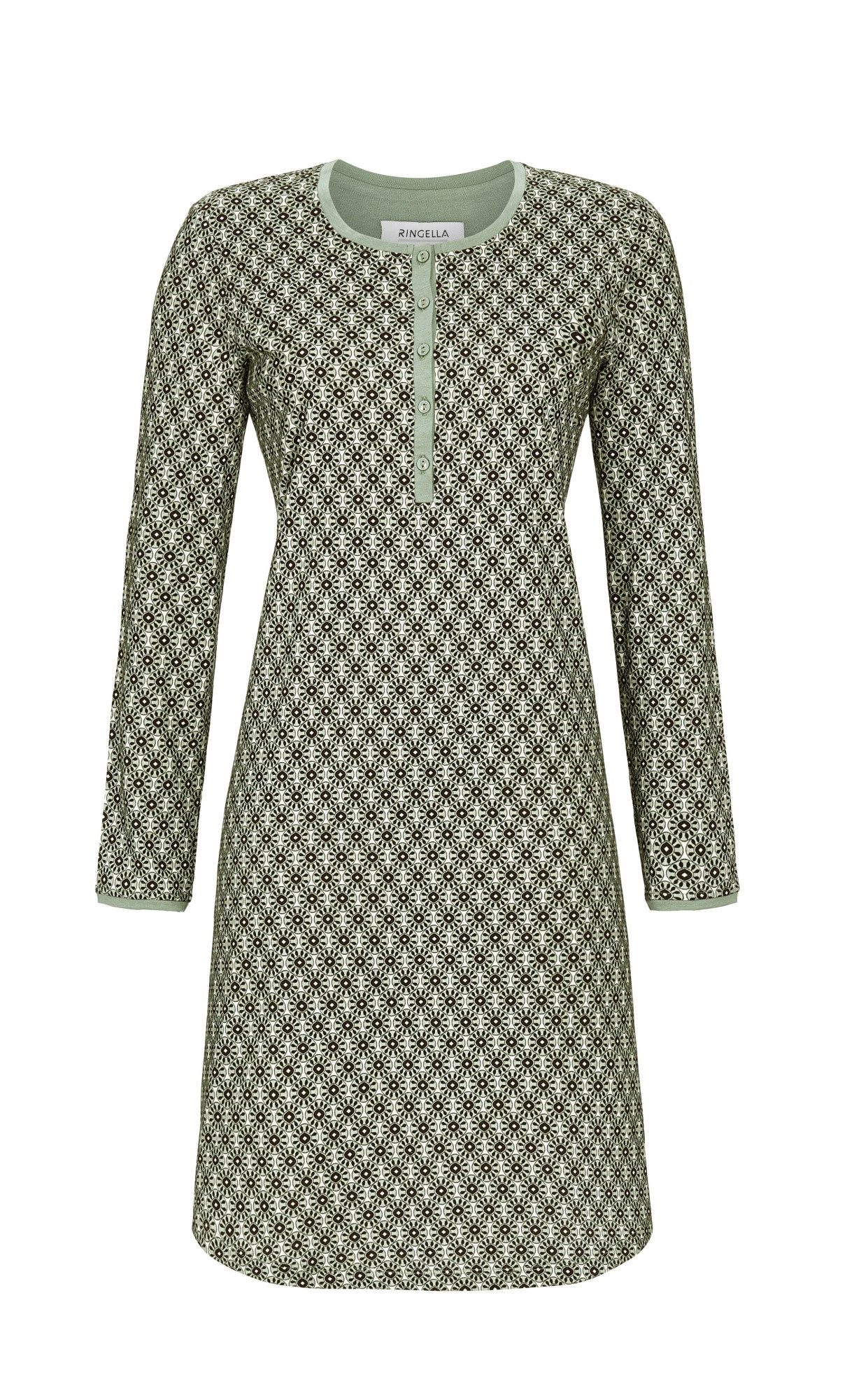 Ringella Nachthemd mit langer Knopfleiste und Minimaldessin