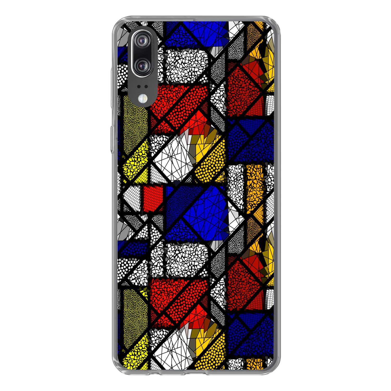 MuchoWow Handyhülle für Huawei P20 Mondrian - Glasmalerei - Alte Meister - Kunstwerk - Abs, Handy Case, Silikon, Bumper Case Dünn