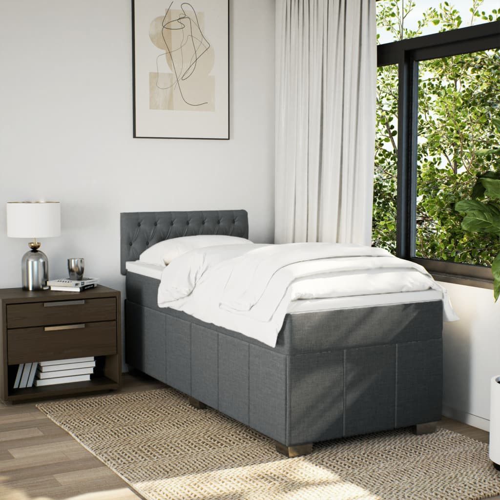 vidaXL Bett Boxspringbett mit Matratze Dunkelgrau günstig online kaufen