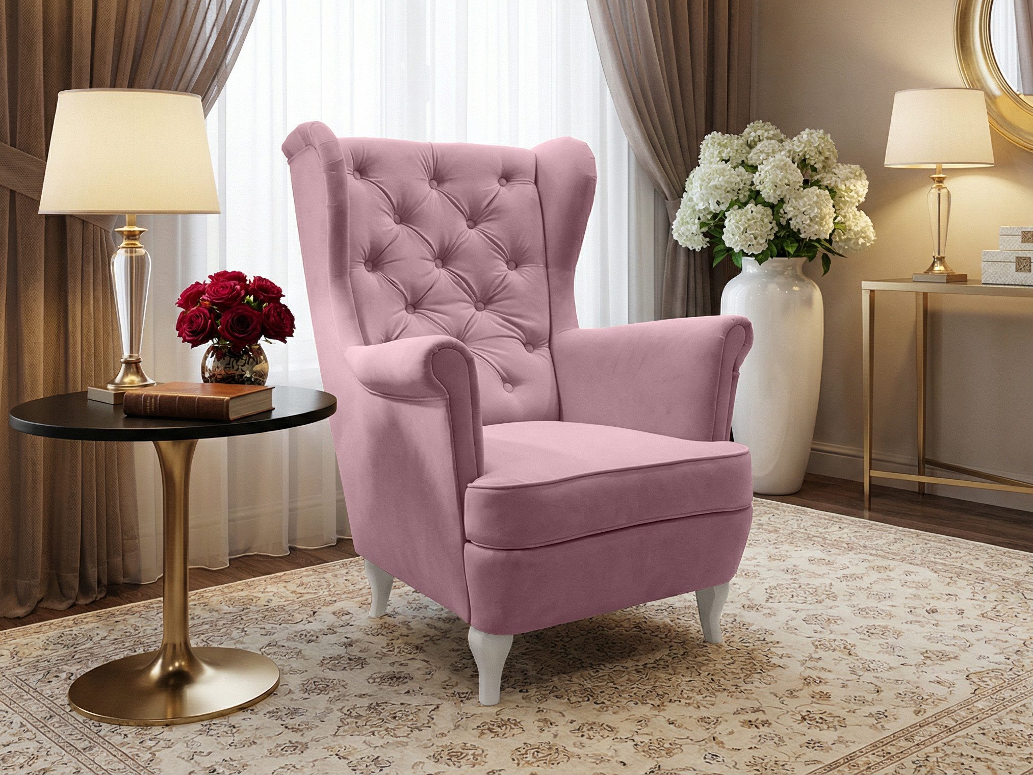 Beautysofa Ohrensessel Sessel FALCO Chesterfield Wohnzimmersessel Fernsehsessel