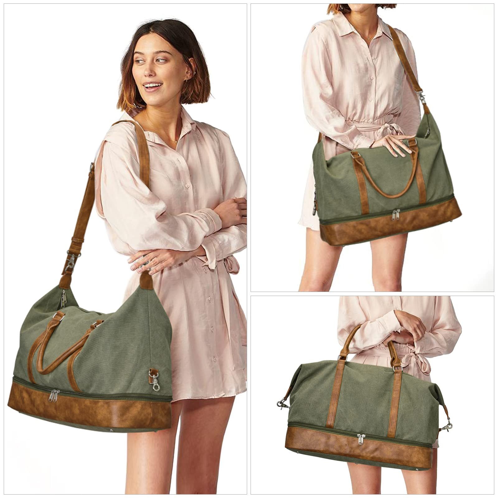 S-ZONE Reisetasche Weekender Reisetasche Tragetasche Freizeittasche Gymbag, Hängekoffer Reisetaschen mit Schuhfach für Damen und Herren – Bild 5 von 5