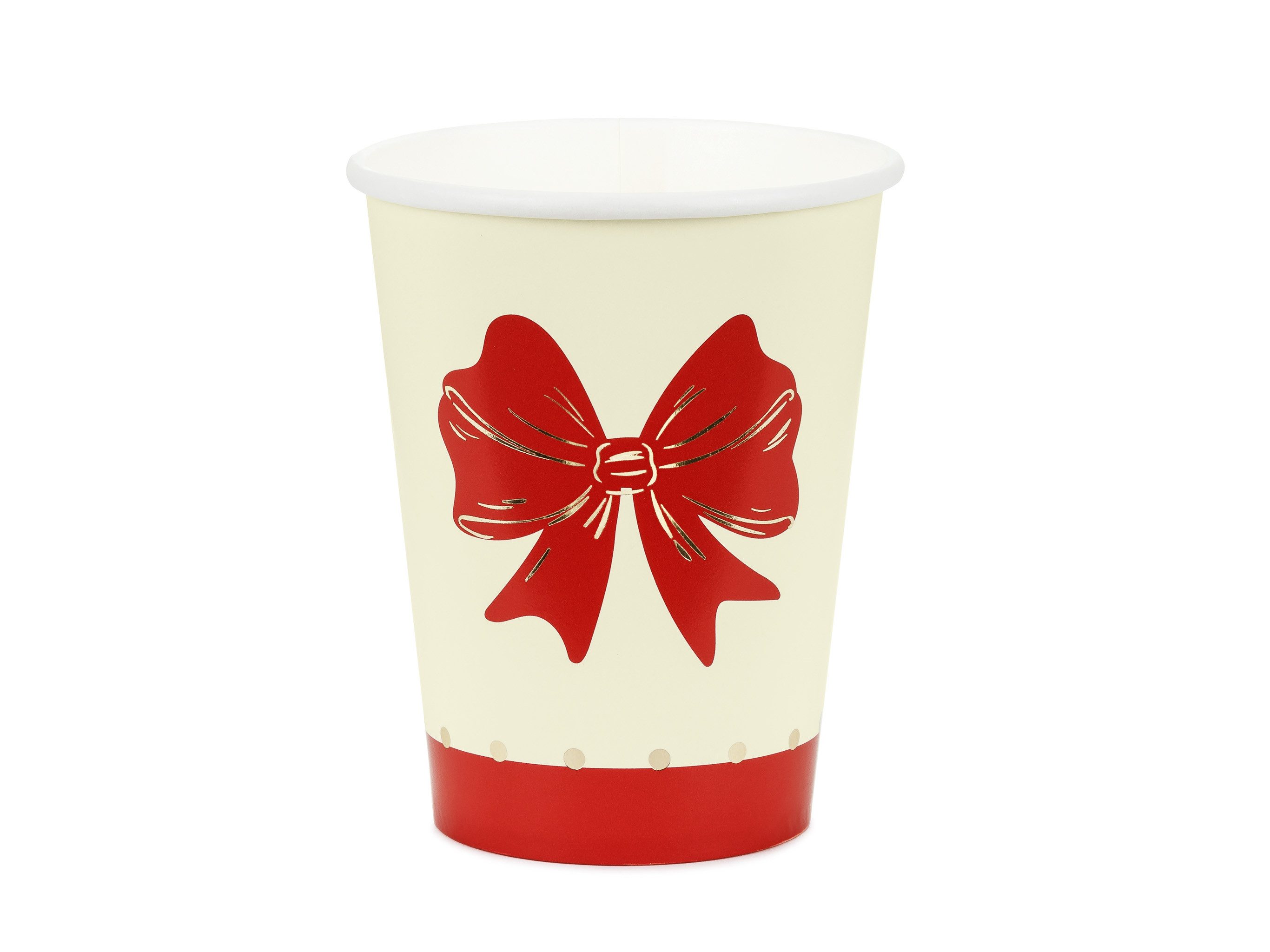 partydeco Becher, Papier, Pappbecher 250ml mit Schleifen Motiv 6er Set - Rot Beige von partydeco