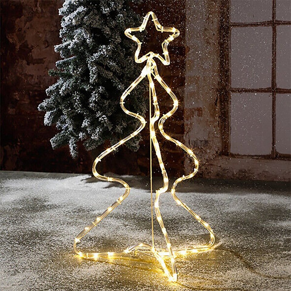 Mojawo Lichtervorhang LED Weihnachtsbaum 80 LEDs warmweiß  Weihnachtsbeleuchtung 76cm