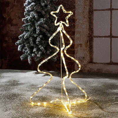 Mojawo Lichtervorhang LED Weihnachtsbaum 80 LEDs warmweiß Weihnachtsbeleuchtung 76cm
