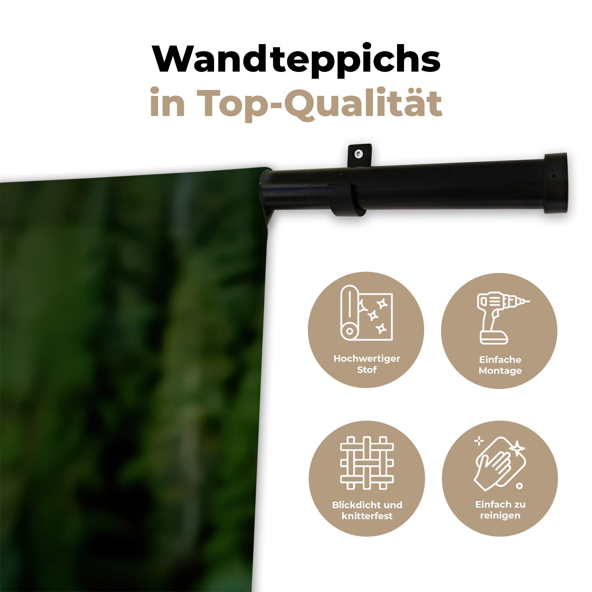 MuchoWow Wandteppich Blumen - Blau - Tannenbaum, Rechteckig, Höhe: 3 mm, Wandteppich für Wohnzimmer, Schlafzimmer, 60x40 cm