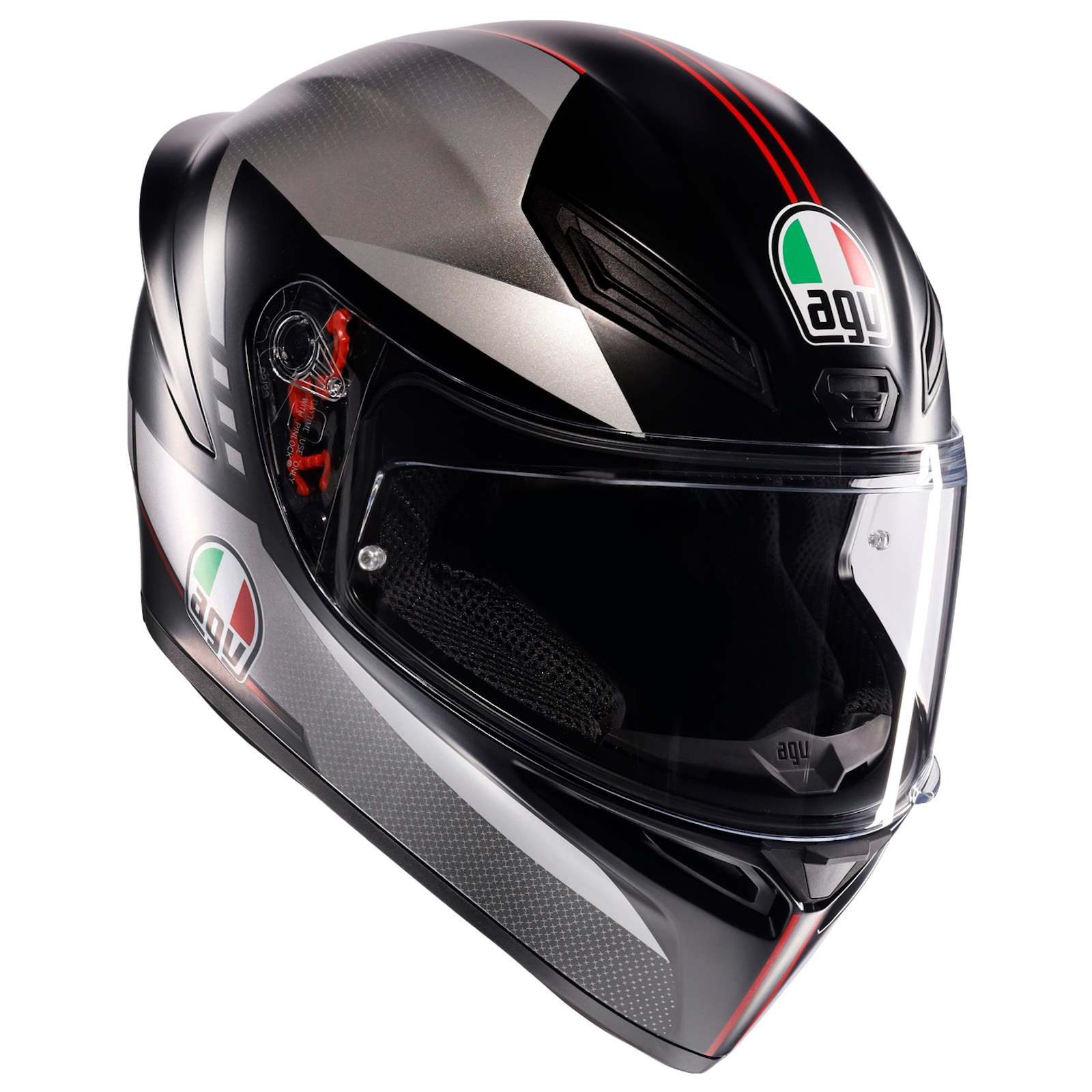 AGV Motorradhelm AGV K1 S Integralhelm Lap matt schwarz/grau/rot (1er Set)