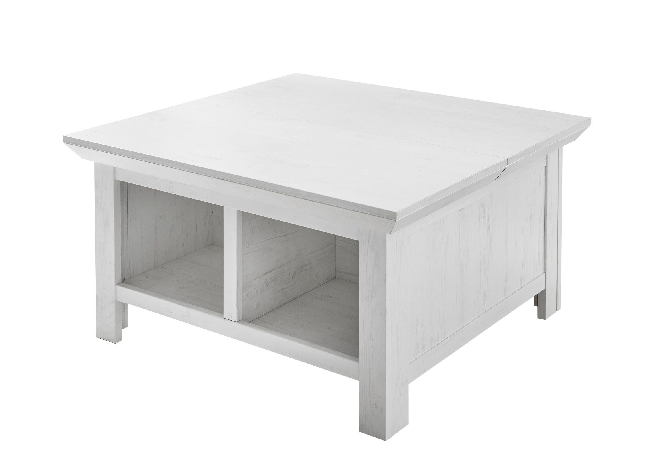 Empinio24 Couchtisch Couchtisch 93x93 cm Höhe 50 cm mit Klappe weiß Pinie WALES, Breite 93 cm