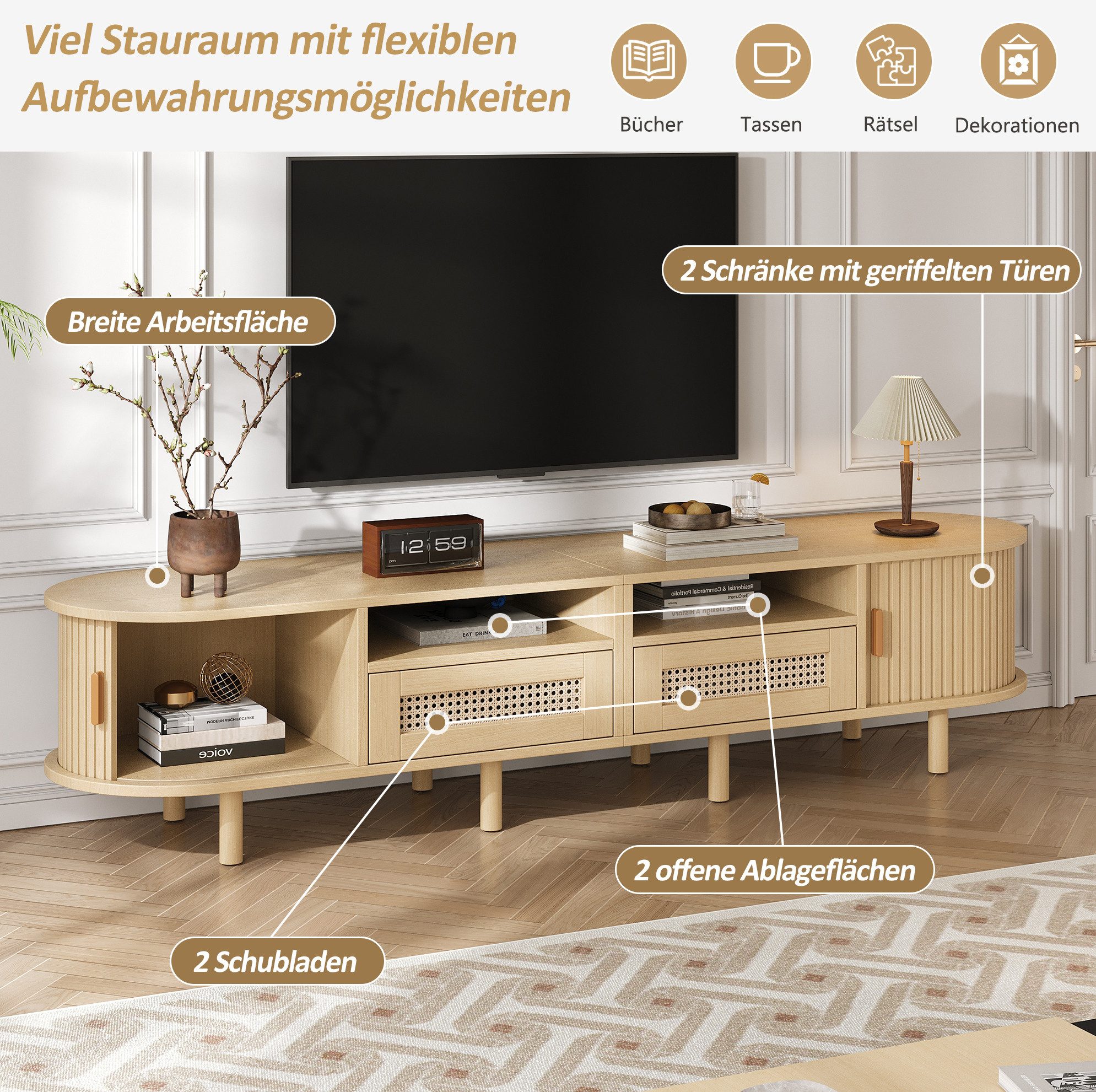 MODFU Gartenlounge-Set Gartenmöbel-Set mit Ecksofa & 2 Tischen, (Garten-Lounge-Set für 6-7 Personen, modernes Ecksofa mit verzinktem Eisengestell, wetterfesten Kissen, verstellbaren Beinen und zwei eleganten Couchtischen., 5-tlg), mit Relaxfunktion
