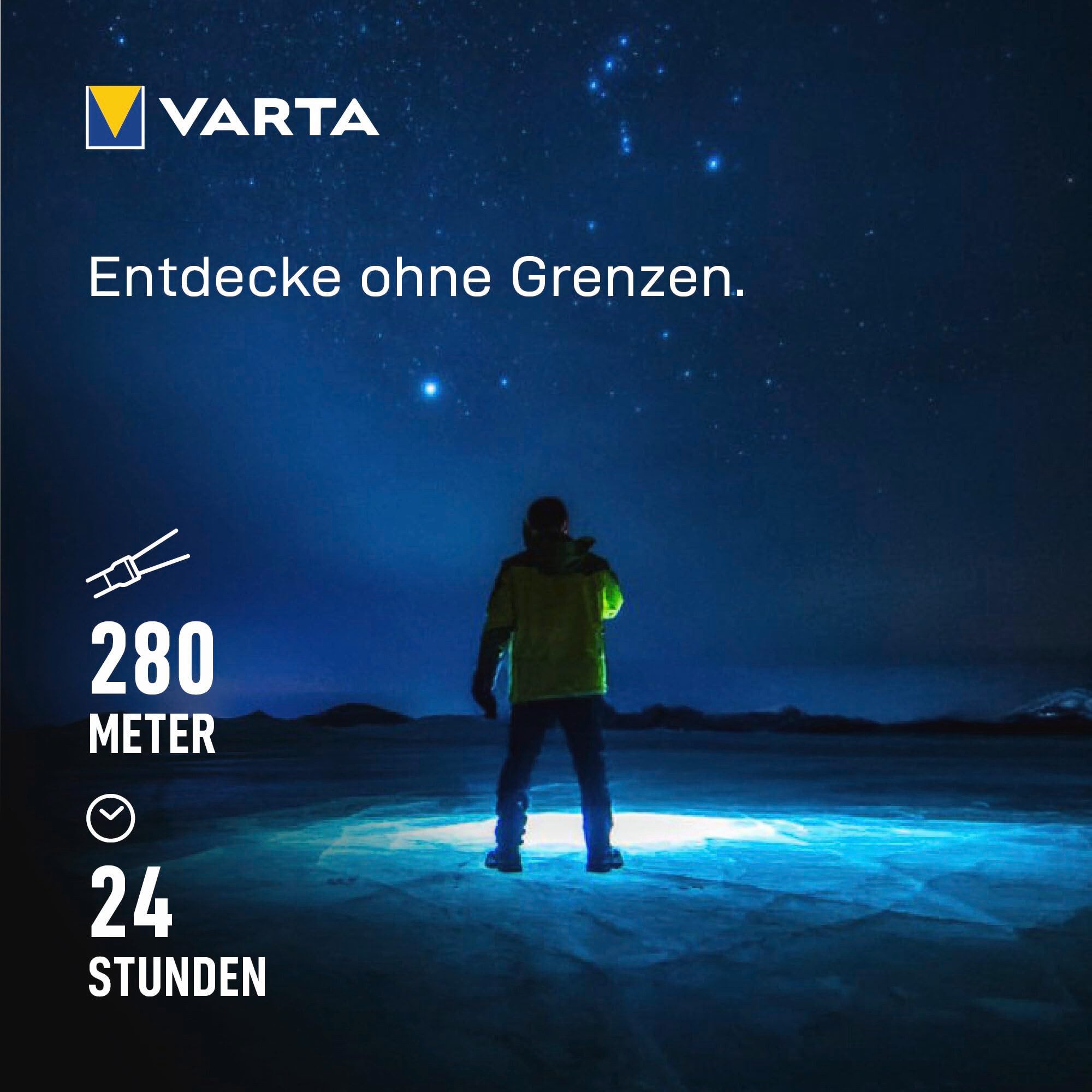 VARTA Einbauleuchte NIGHT CUTTER PRO F30R, Hochleistungs-Taschenlampe mit 300 Lumen, IP68 wasserdicht