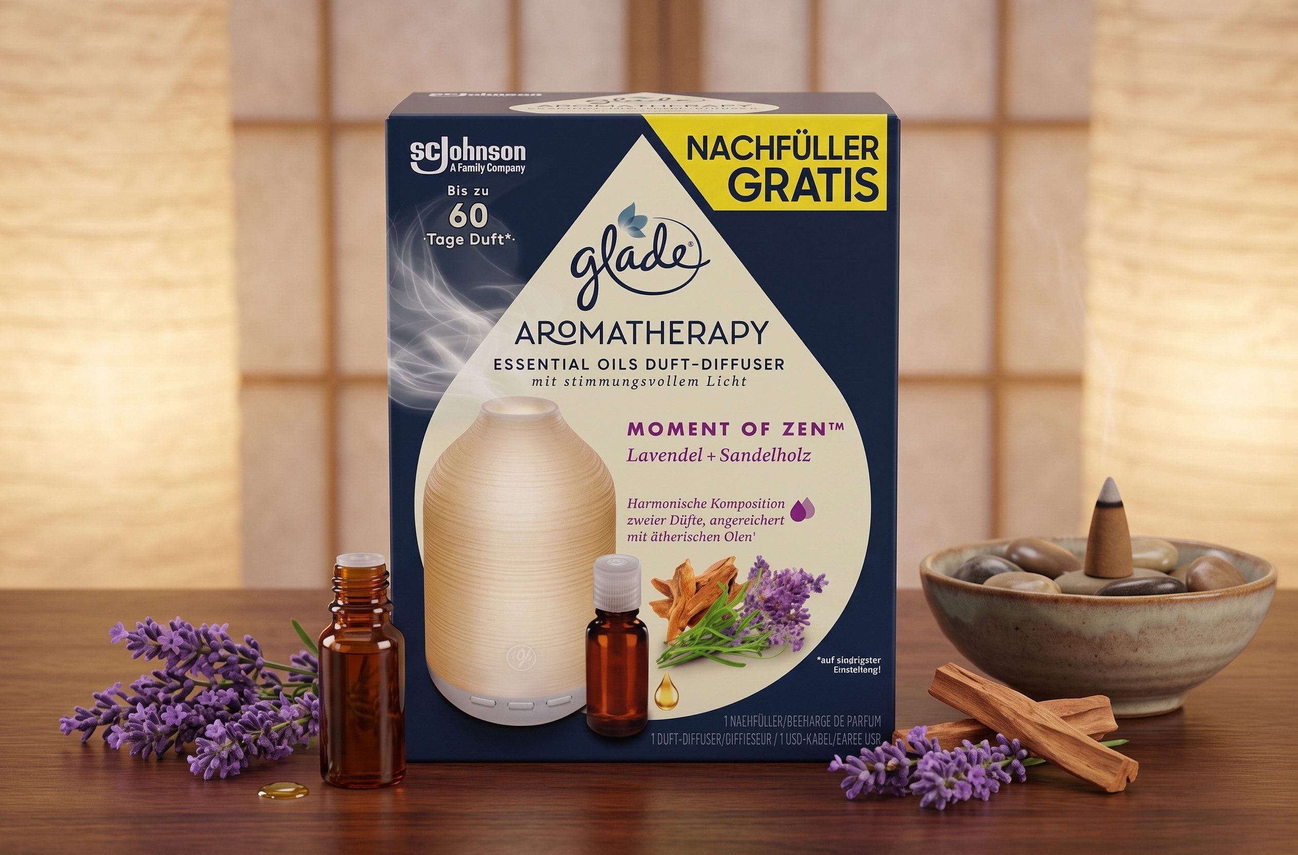 Glade Raumduft Lufterfrischer Aromatherapy Diffuser Moment of Zen Starterset, 1 St