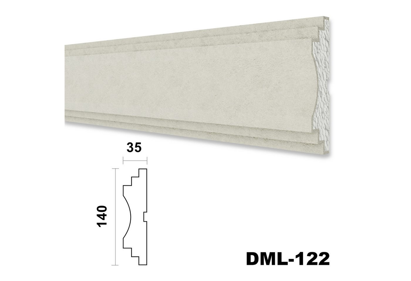 Thumbnail - Hexim Stuckleiste DML-122, 10 Meter / 5 Profile, Fassadenprofile Gesimsprofile Aussenfassade Fassadenstuck Fassadeneleme...