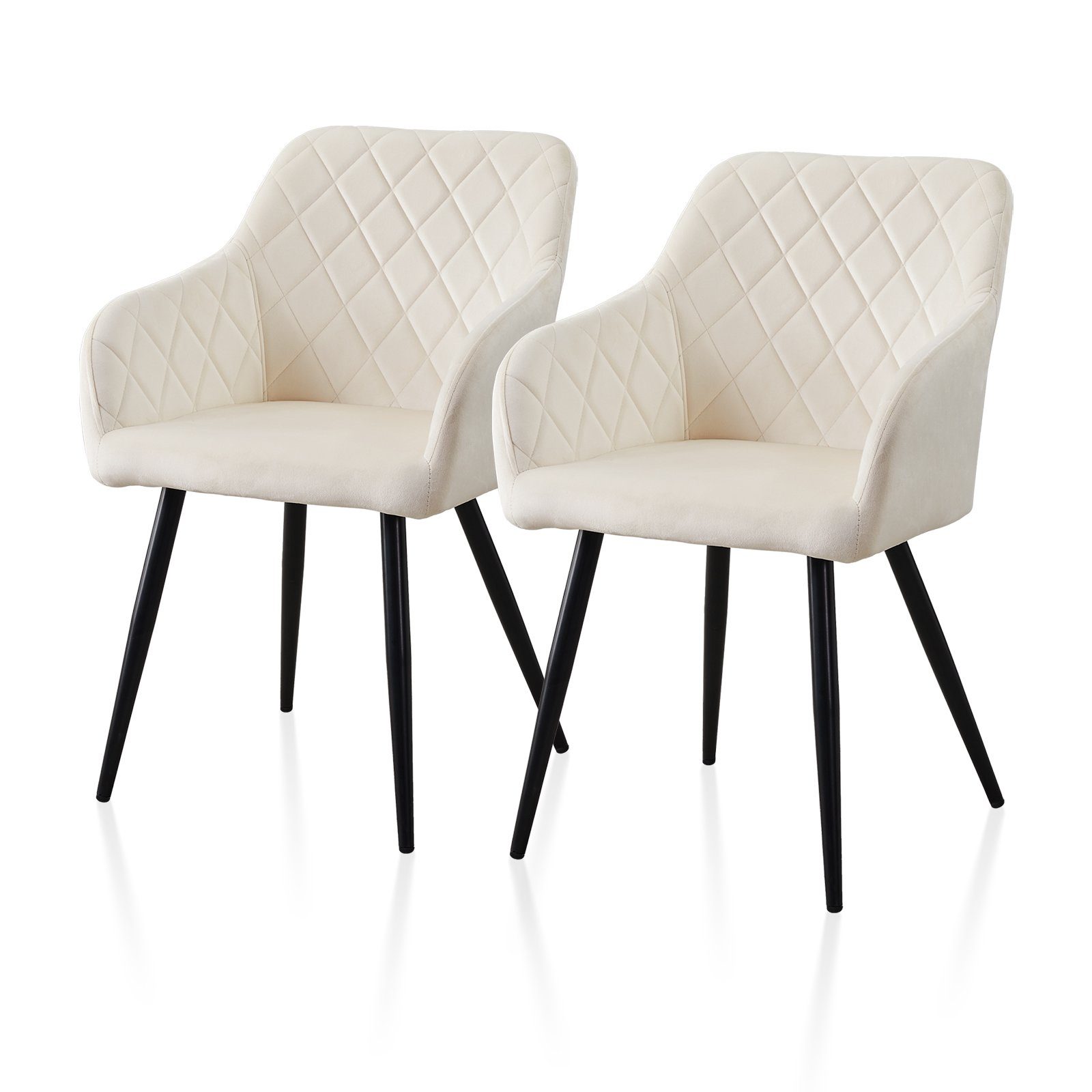 CLIPOP Esszimmerstuhl Küchenstuhl aus Samt (2er Set), Polsterstuhl Sessel mit Rückenlehne