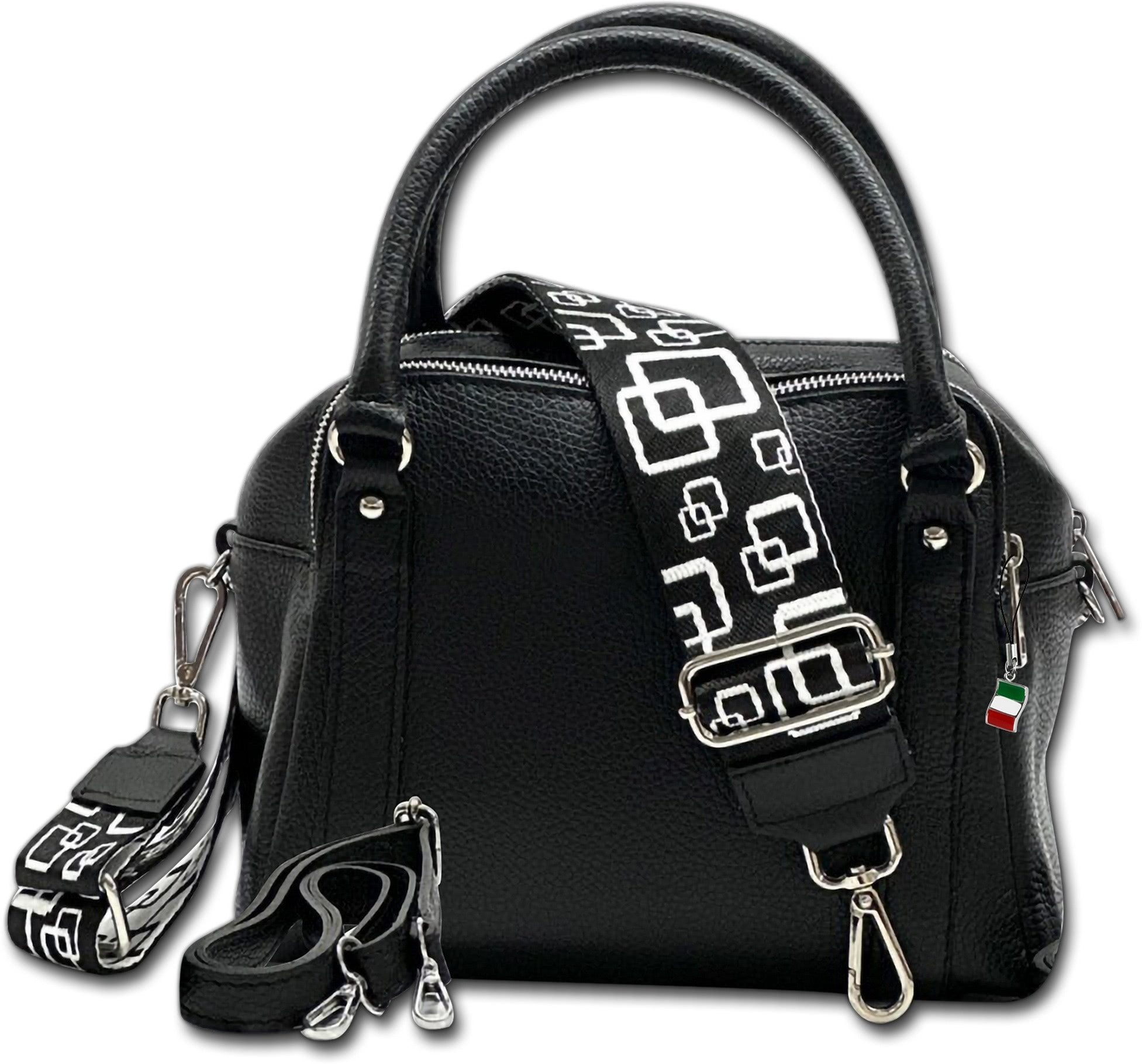FLORENCE Umhängetasche Florence Umhängetasche Citytasche (Umhängetasche, Umhängetasche), Damen, Jugend Tasche Echtes Leder schwarz, Made-In Italy