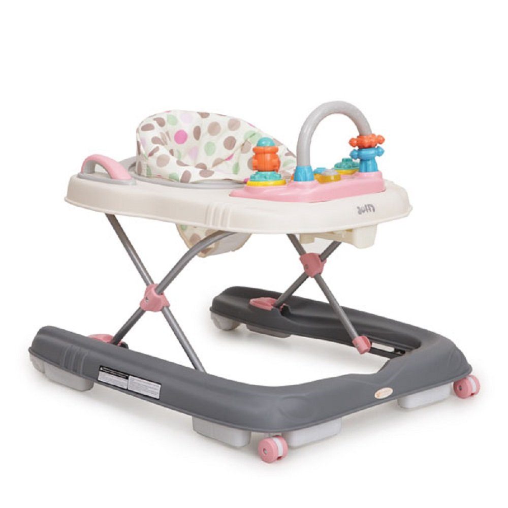 2 Schwenkräder Moni 1, Spielcenter, rosa mit vorne hohe Lauflernhilfe in Lauflernwagen Rückenlehne, Dotty