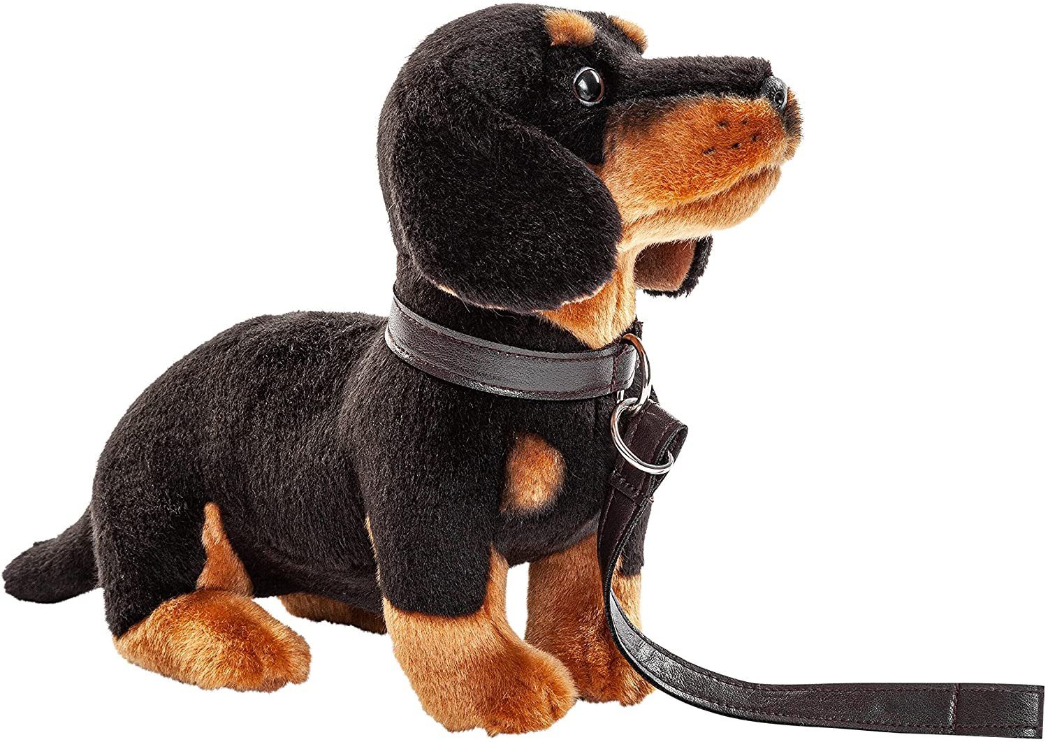 Uni-Toys Kuscheltier Dackel - mit/ohne Leine - 27 cm (Länge) - Plüsch-Hund - Plüschtier, zu 100 % recyceltes Füllmaterial