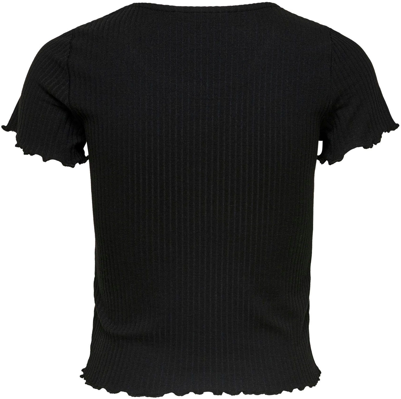 ONLY Rundhalsshirt ONLEMMA S/S SHORT TOP NOOS JRS Rundhals, modisch, regular fit, gewellter Abschluss, unifarben
