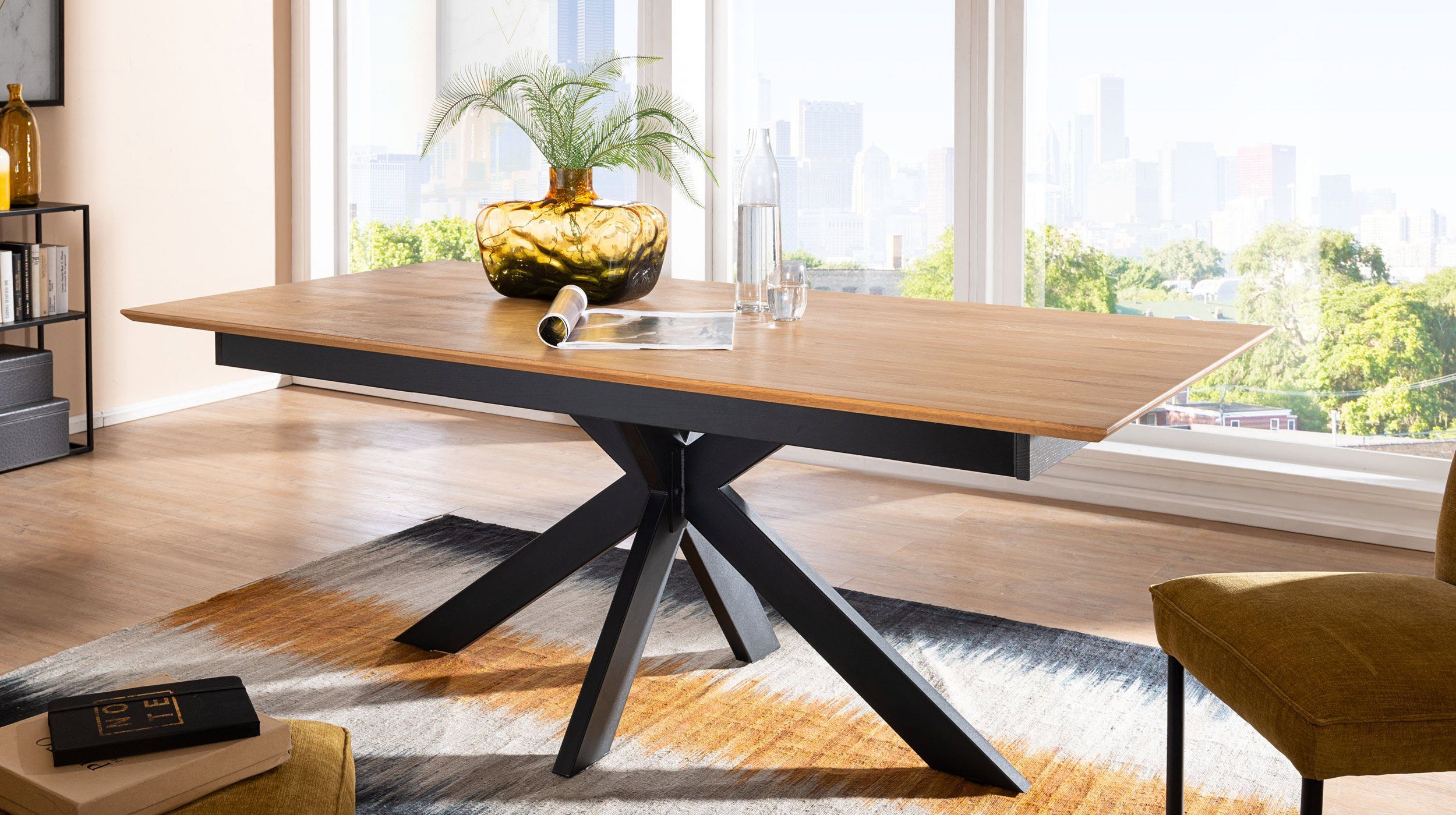 Massivart® Esstisch RICARDO 160 cm, 180 cm, 200 cm / ausziehbar / Wildeiche günstig online kaufen