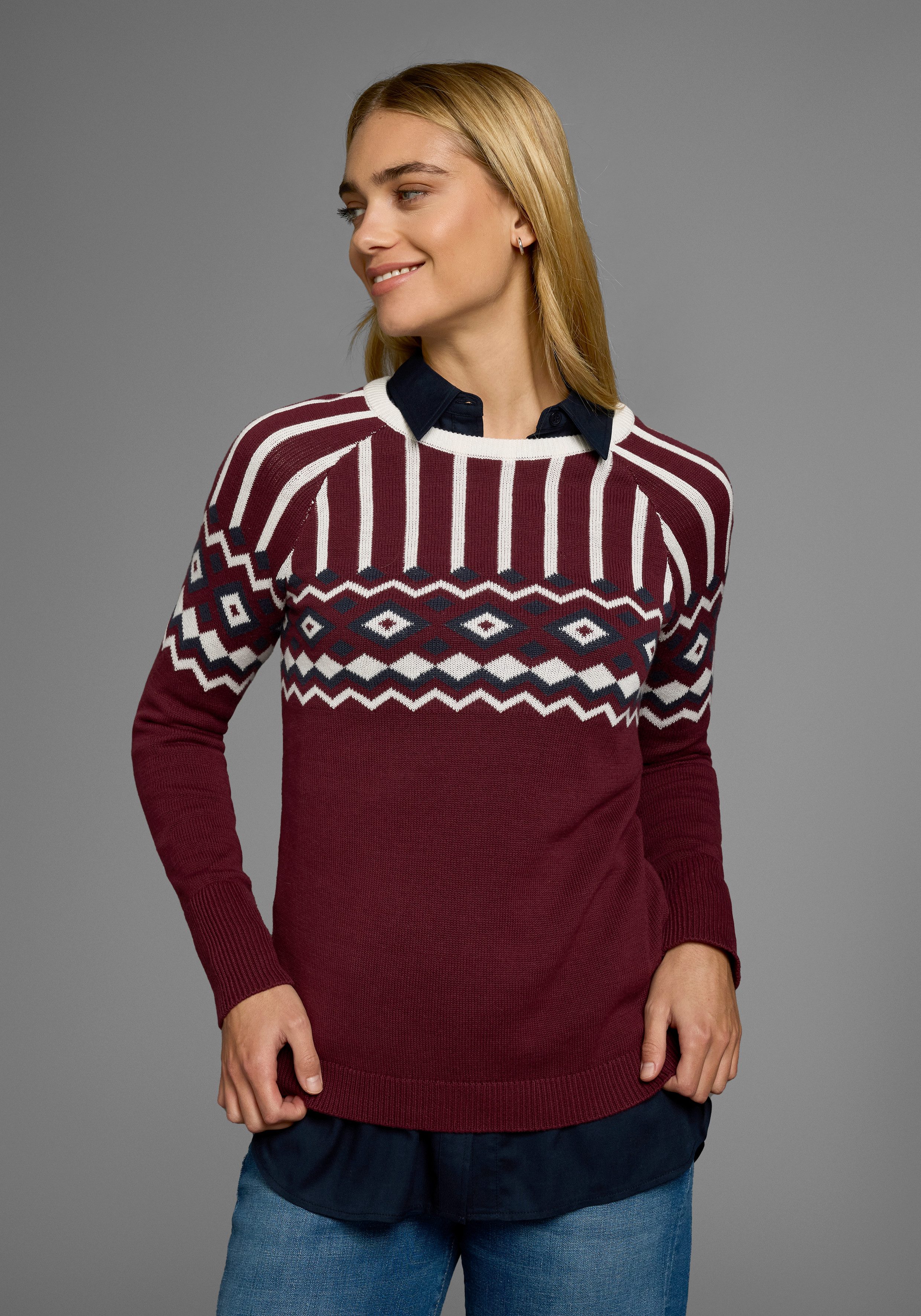 AJC Jacquardpullover mit Norwegermuster in verschiedenen günstig online kaufen