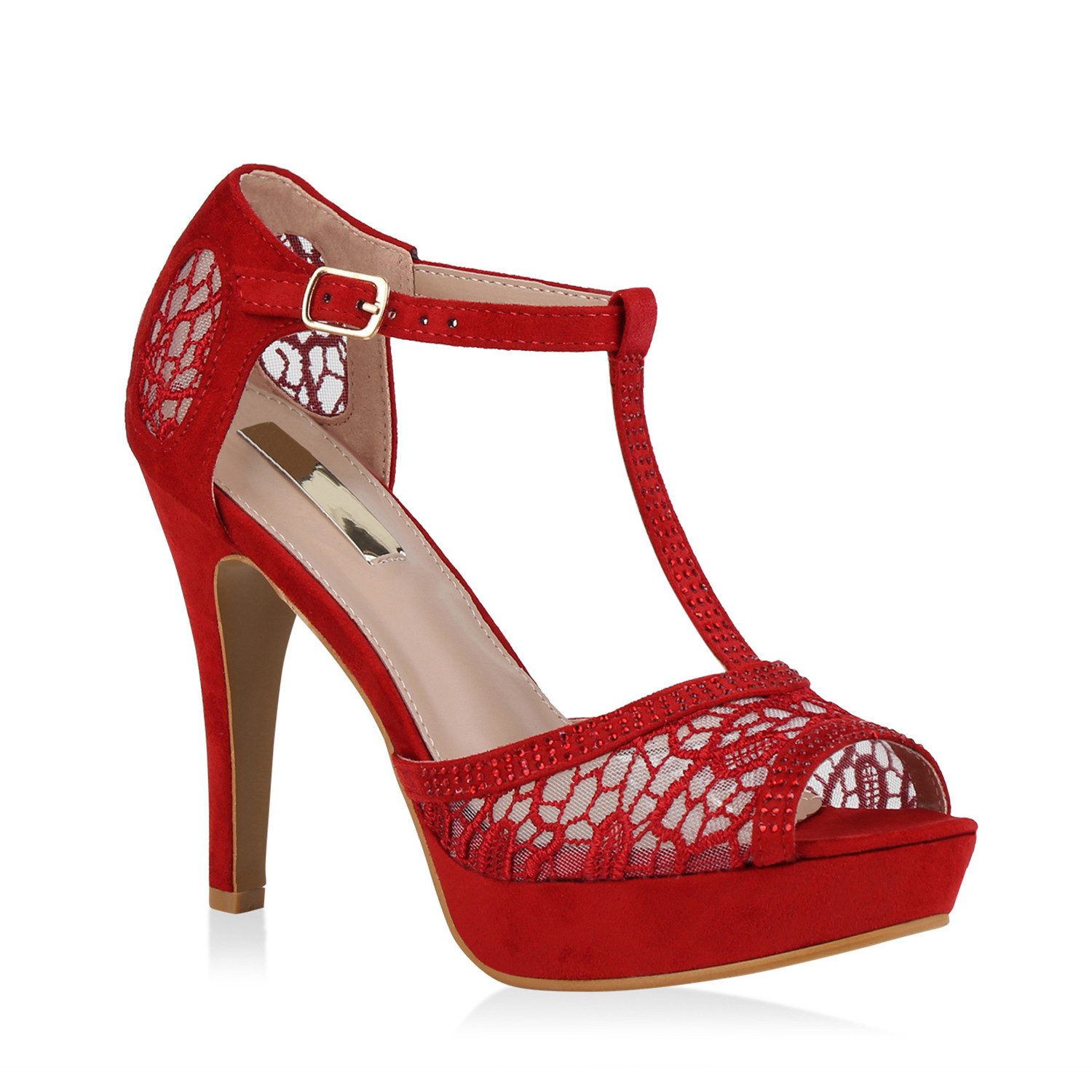 VAN HILL 79020 Plateausandaletten Damen Plateausandaletten Spitze T-Strap S günstig online kaufen