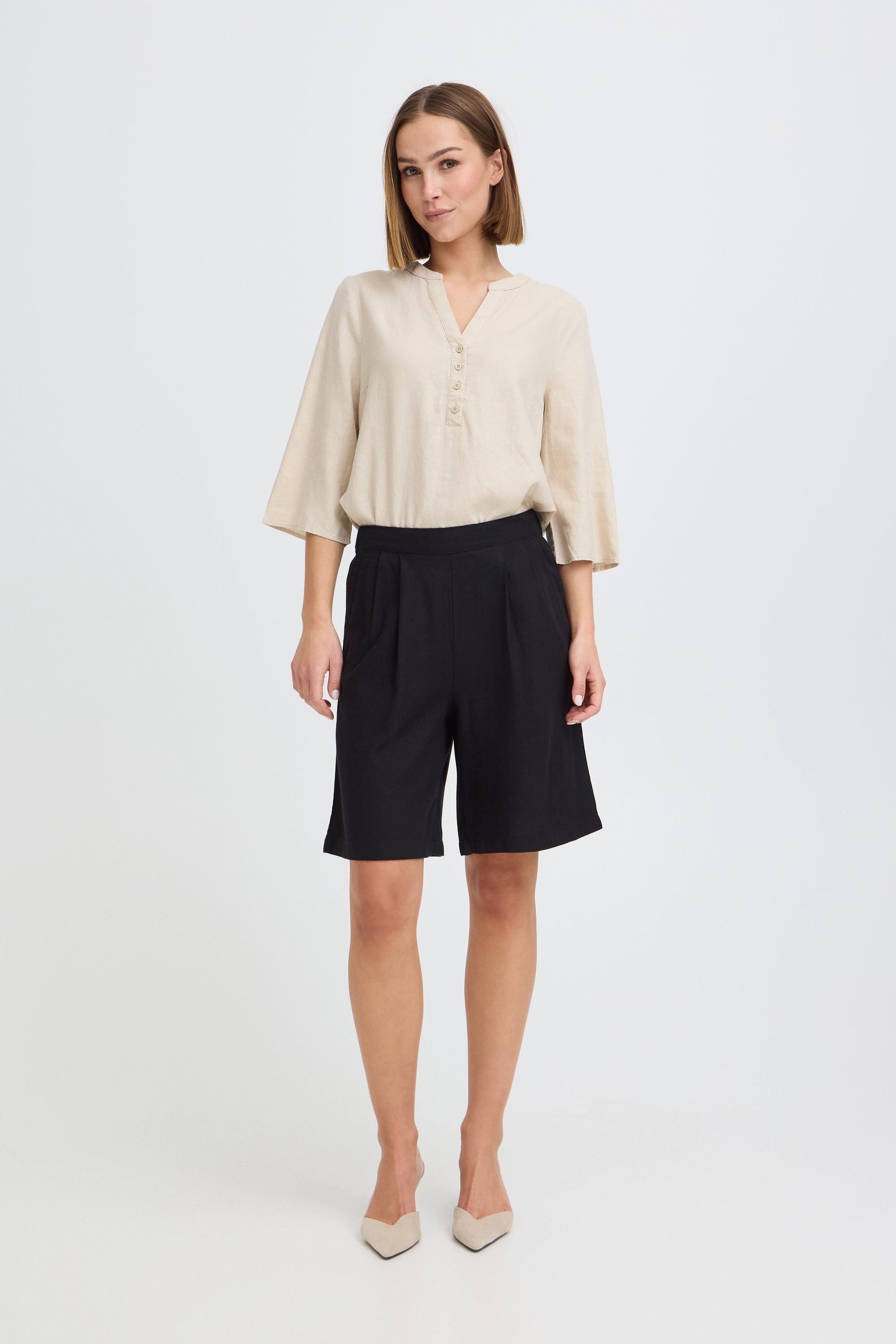 OXMO Leinenhose OXNInna Leinen-Mix-Shorts mit Bundfalten - Loose Fit – Bild 3 von 5