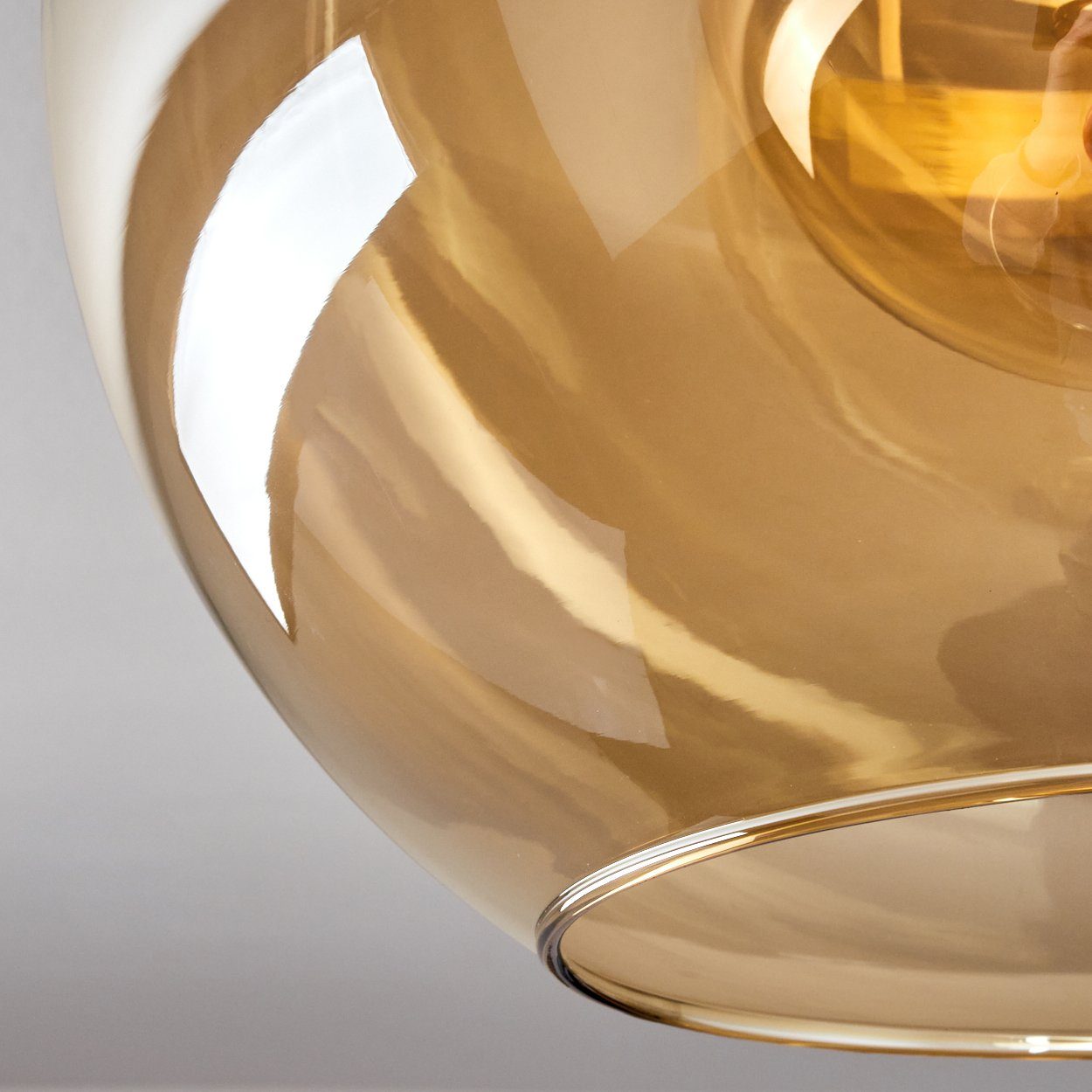 Metall/Glas Retro/Vintage-Design aus in Deckenlampe mit 1xE27 Schwarz/Bernsteinfarben, Schirm (30cm), »Cesaro« hofstein Leuchtmittel, Leuchte Deckenleuchte Glas aus im ohne