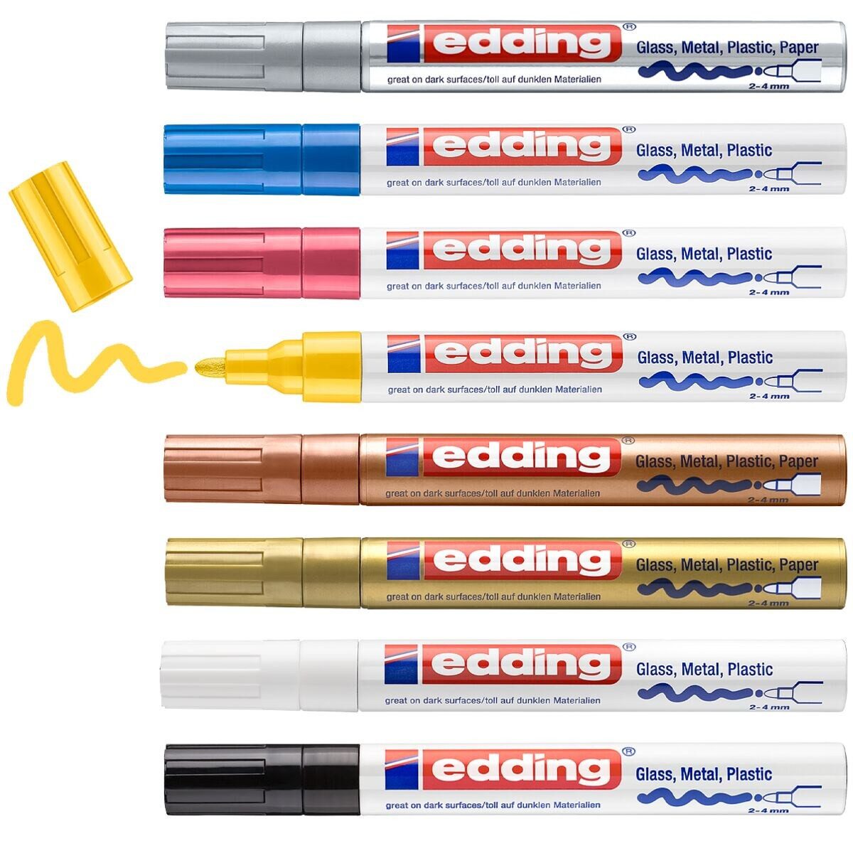 edding Lackmarker 750, (8-tlg), Glanzlackmarker, Strichstärke 2-4 mm