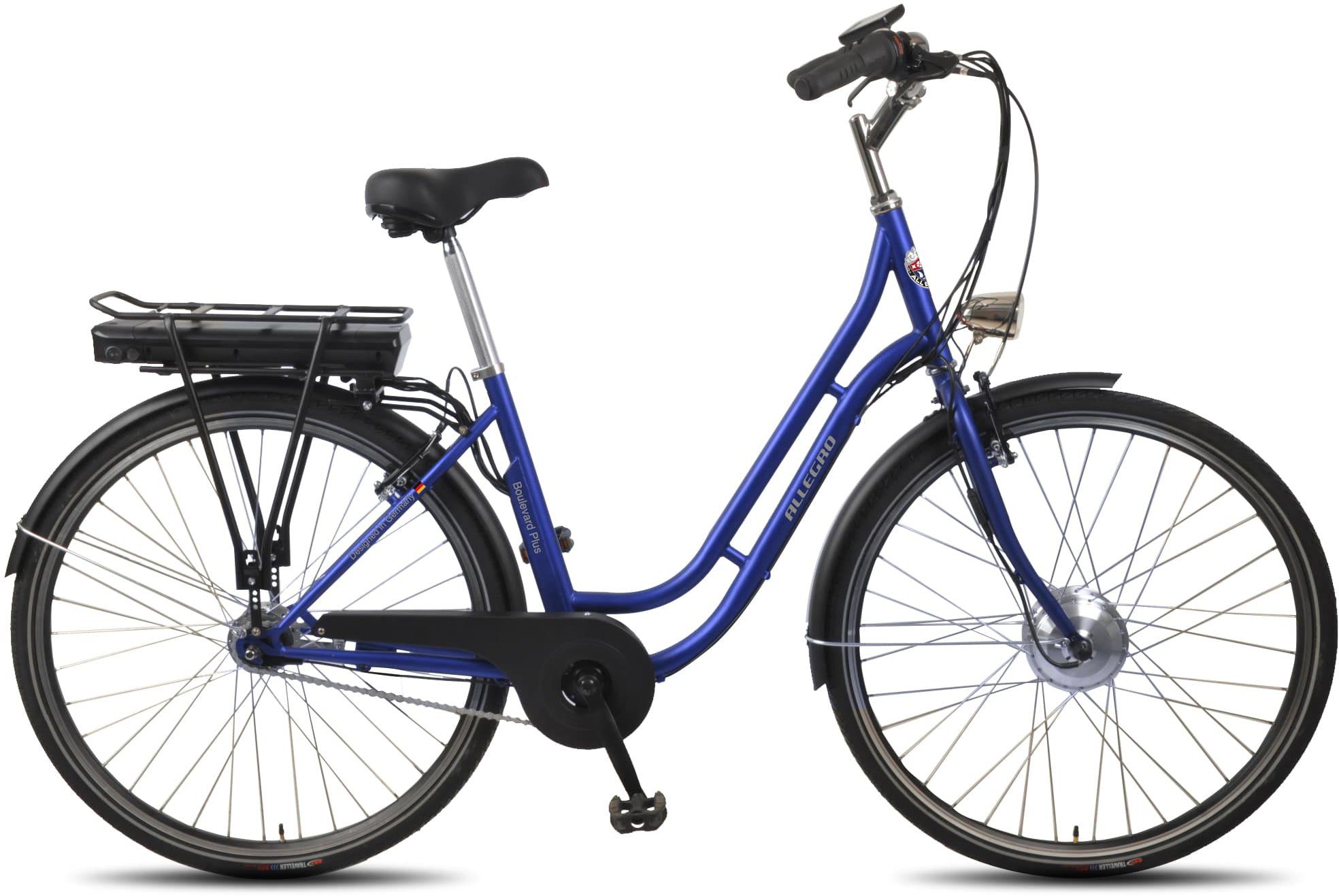 ALLEGRO E-Bike Boulevard Plus 03 Blue, 7 Gang Shimano Nexus Schaltwerk, Nabenschaltung, Frontmotor, 374 Wh Akku