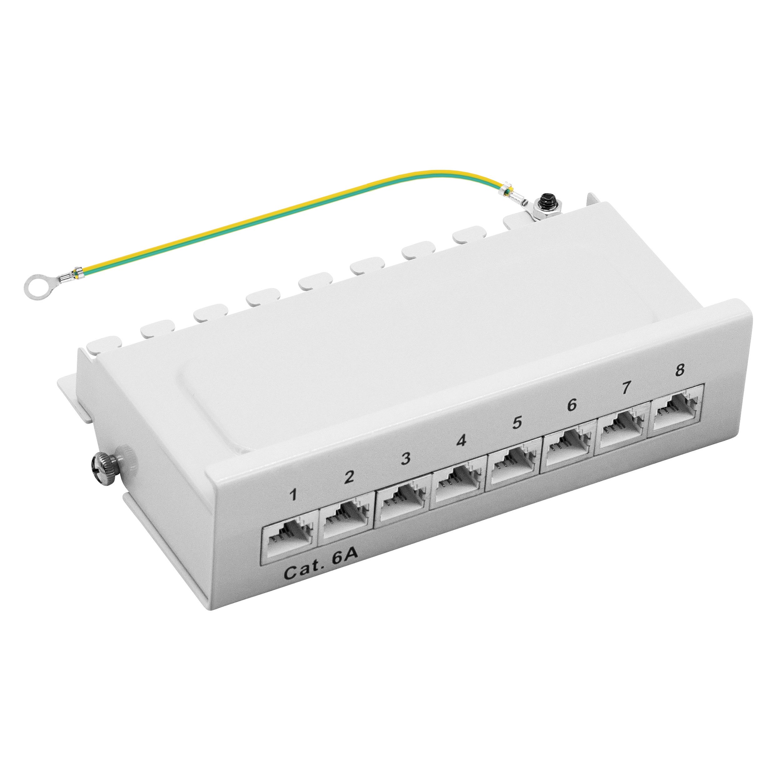 ProfiPatch Patchpanel Verteilerfeld Cat. 6A Desktop Netzwerk-Patch-Panel (8 Ports, 1 HE)