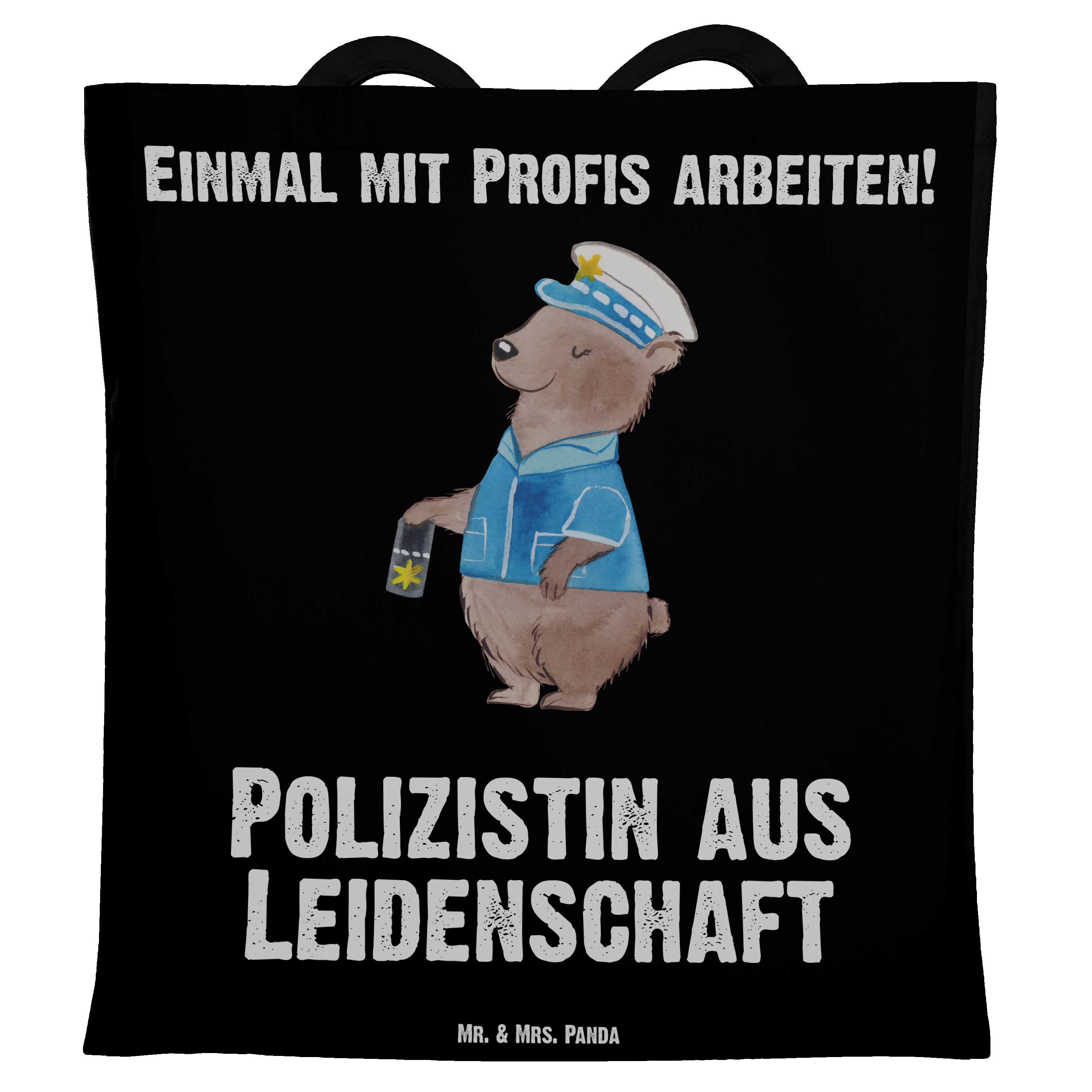 (1-tlg) Polizistin - Leidenschaft aus Tragetasche Schwarz & Geschenk, Panda Einkaufstasche, Mr. - Beu Mrs.