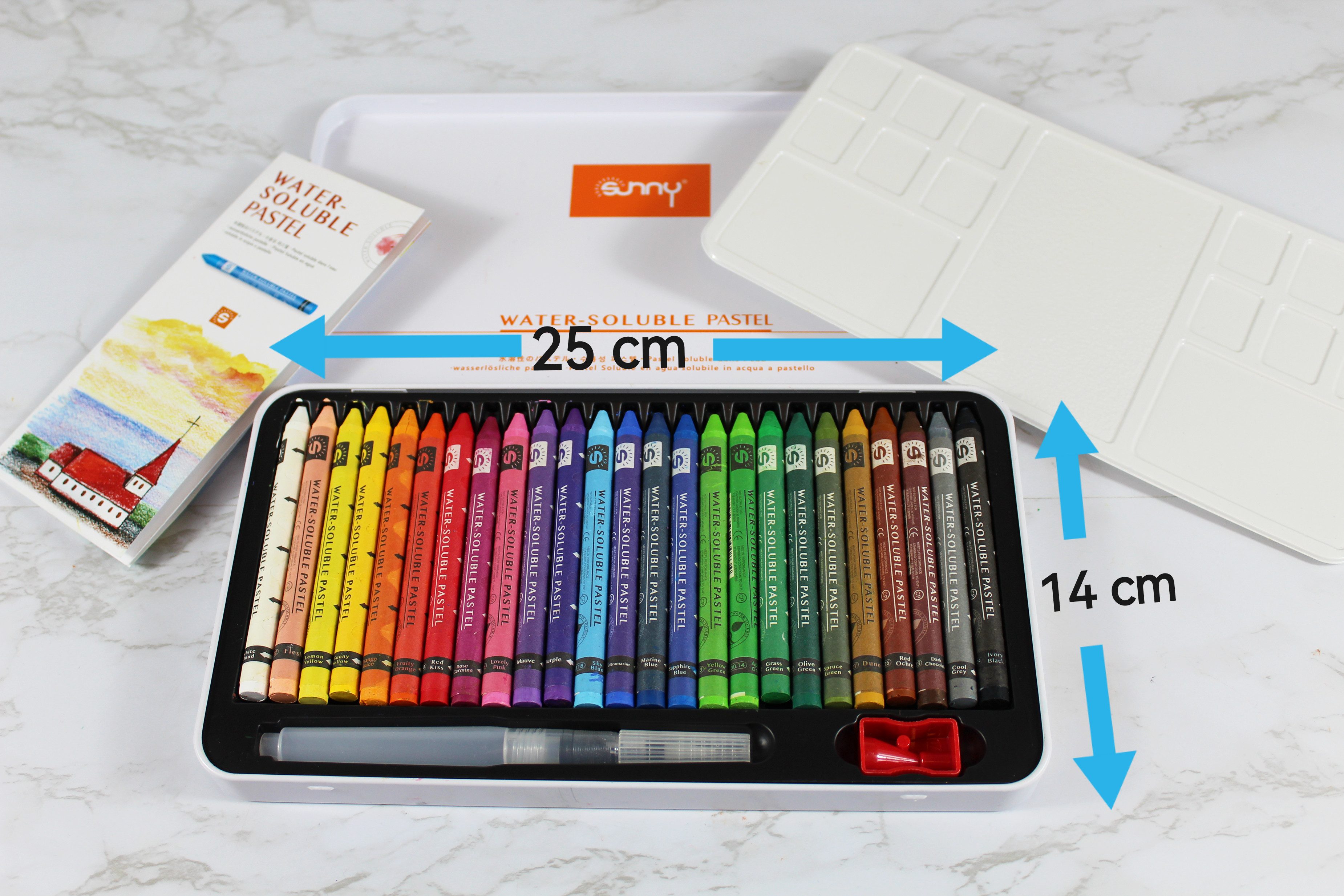 ´SUNNÝ Pastellkreide Aquarelle Pastellkreide 12/25 Stk. mit Wassertankpinsel, wasserlöslich, Brillante Farben & Zubehör für ausdrucksstarke Aquarellkunst – Bild 3 von 5