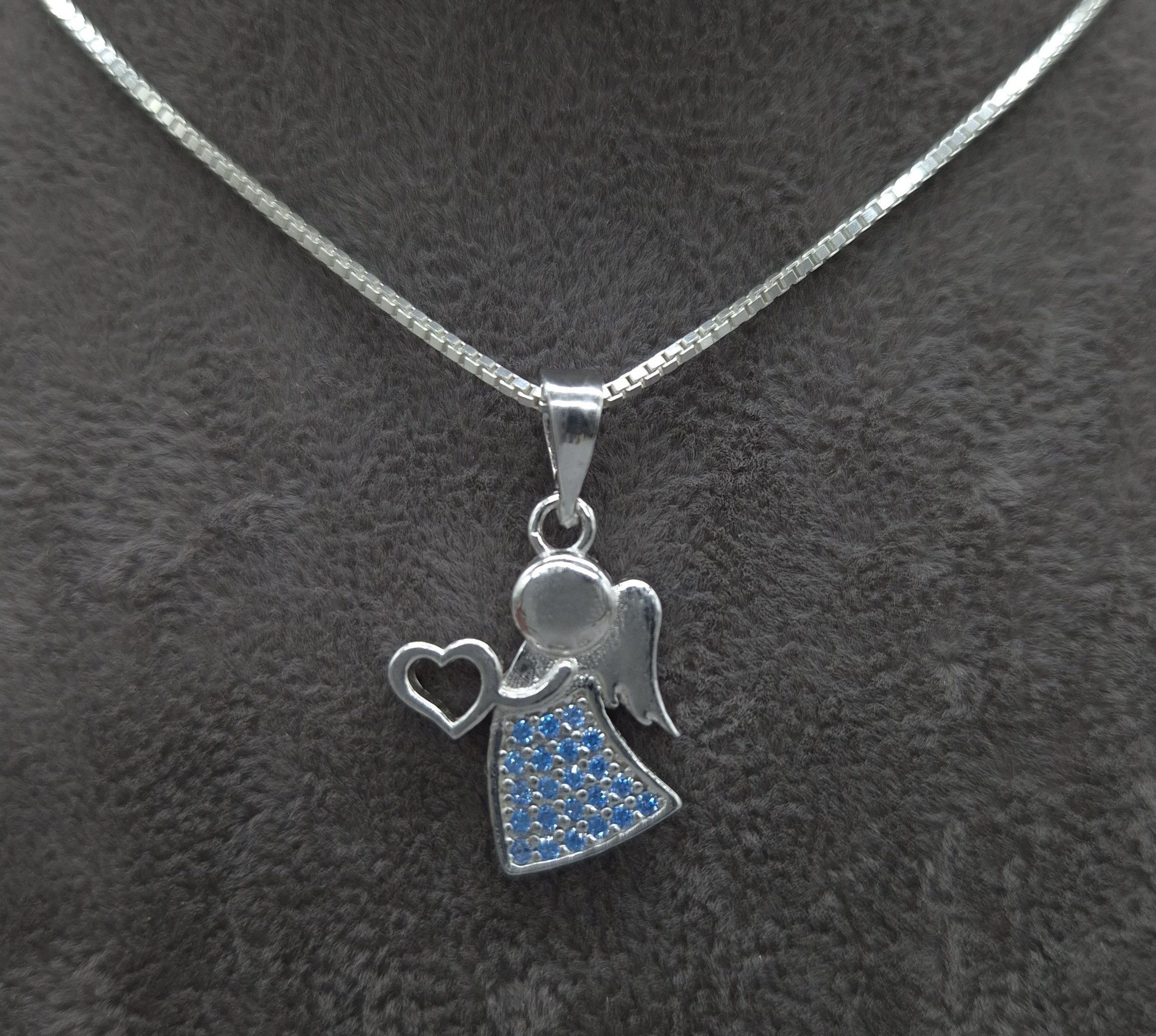 NAHLE Kette mit Anhänger Silberkette 925 Engel Silber Schutzengel (2-tlg., inklusive Schmuckschachtel), 925 Silber Anhänger mit Zirkonia - rhodiniert