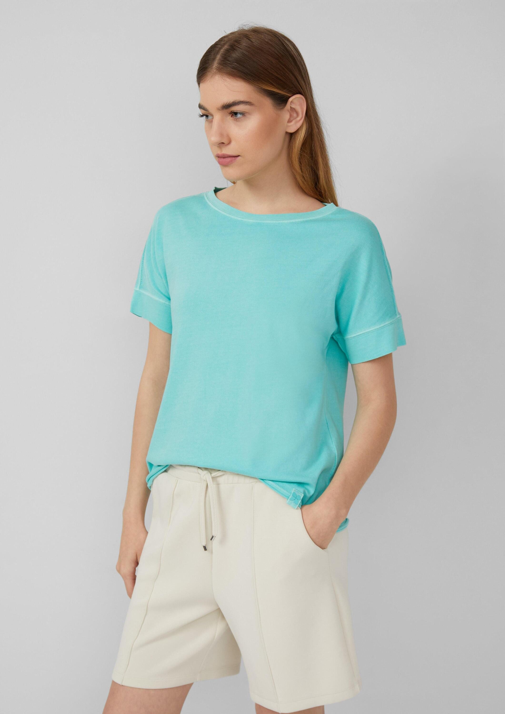 s.Oliver Kurzarmshirt T-Shirt Baumwollshirt mit Wascheffekt und Rollsaum günstig online kaufen