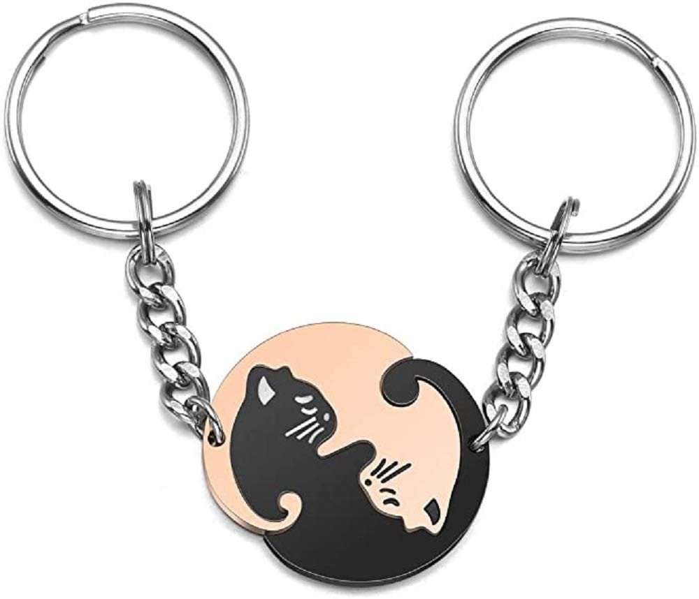 Geschenkehöhle Schlüsselanhänger Set 2 Paar Yin Yang Katzen Puzzle Schlüsse günstig online kaufen