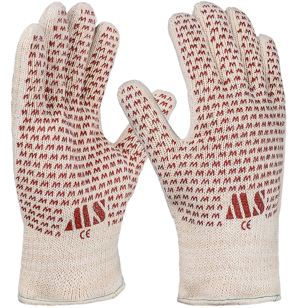 PRO FIT by Fitzner Hitzeschutzhandschuhe Hitzeschutzhandschuh, Baumwoll-Doppelstrick,Noppen, natur 10 (Packung
