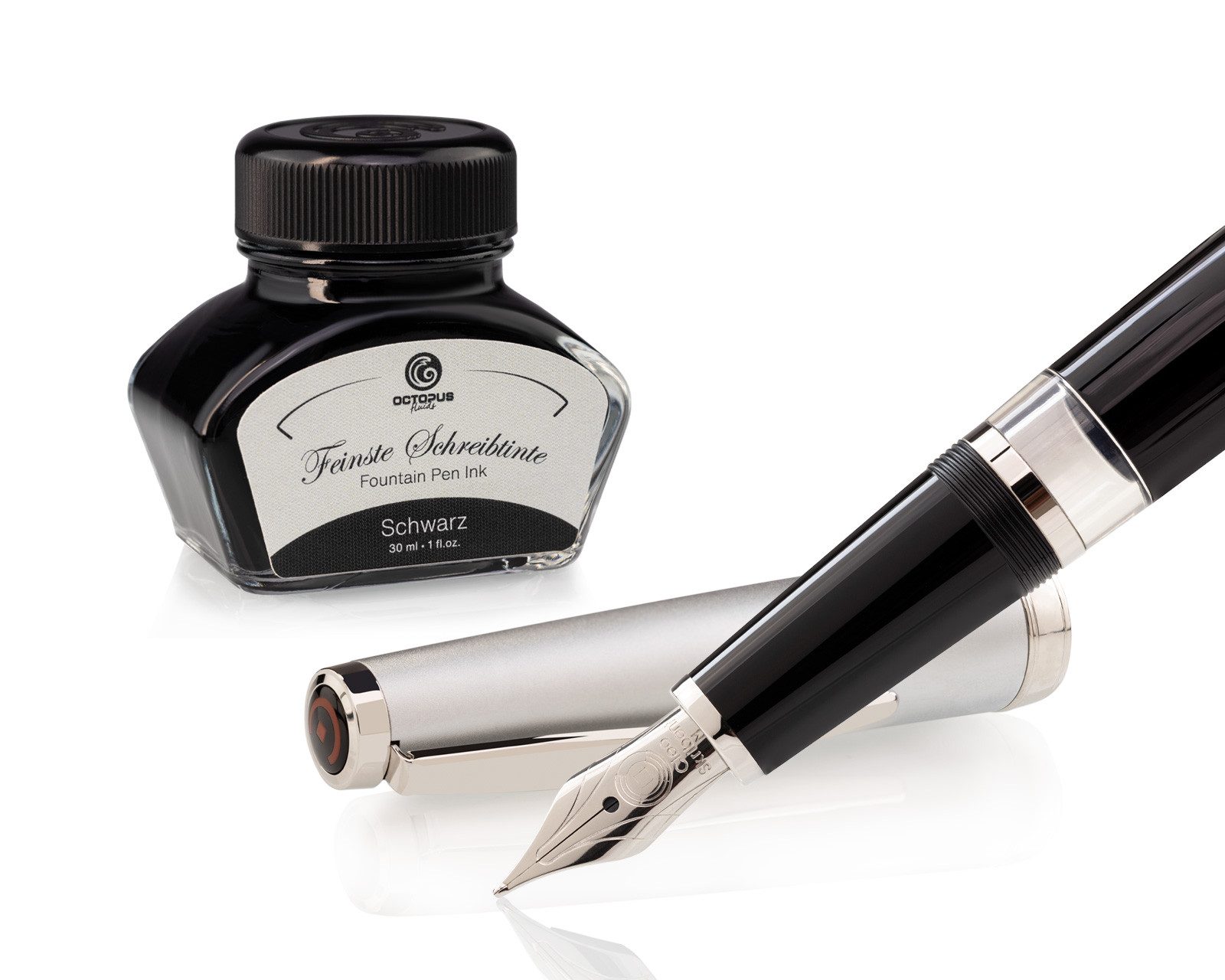 Cleo Skribent Füllhalter Cleo Skribent Classic Metall Kolben, M-Feder 30ml Tinte, Geschenkbox