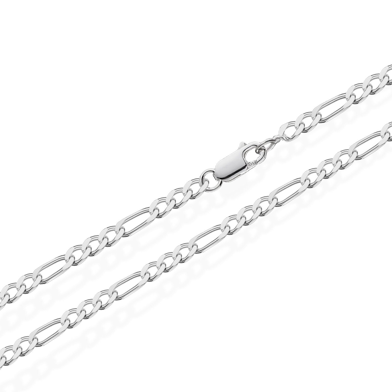 NKlaus Silberarmband 21cm 925 Echt Sterling Silber Figaro Kette Armkette Armband 3,6mm 5,8g | Silberarmbänder