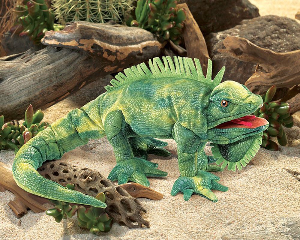 Folkmanis Handpuppen Handpuppe Folkmanis Handpuppe Leguan 2258 Echse Reptil (Packung)