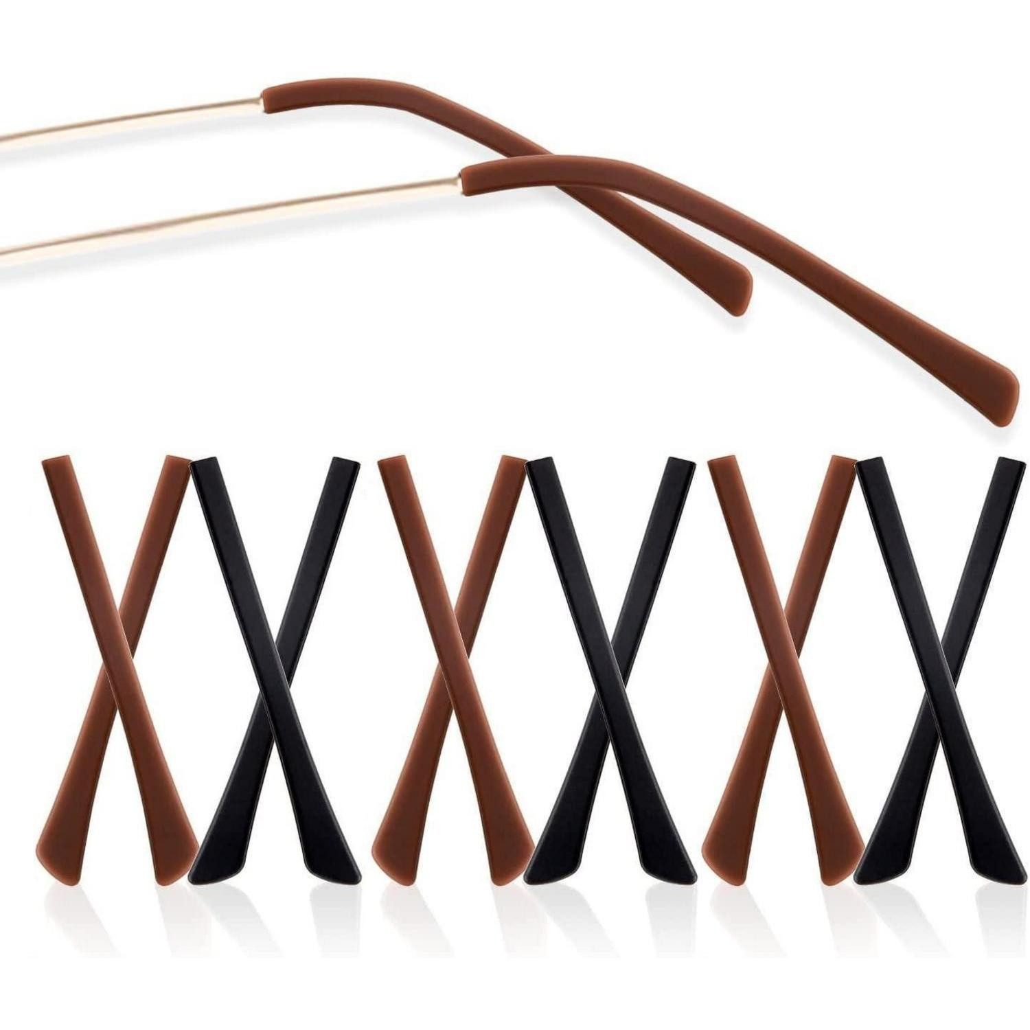 LuxusKollektion Brille Brillenenden Silikon Anti-Rutsch 10 Paar Schwarz Braun