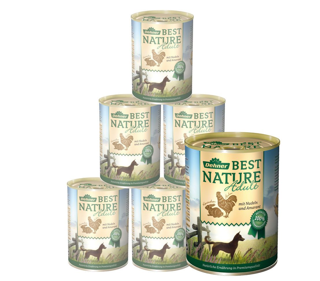 Dehner Best Nature Adult, versch. Sorten, 6 x 400 / 800 g Dose, Nassfutter für: Hunde, Nassfutter für ausgewachsene Hunde
