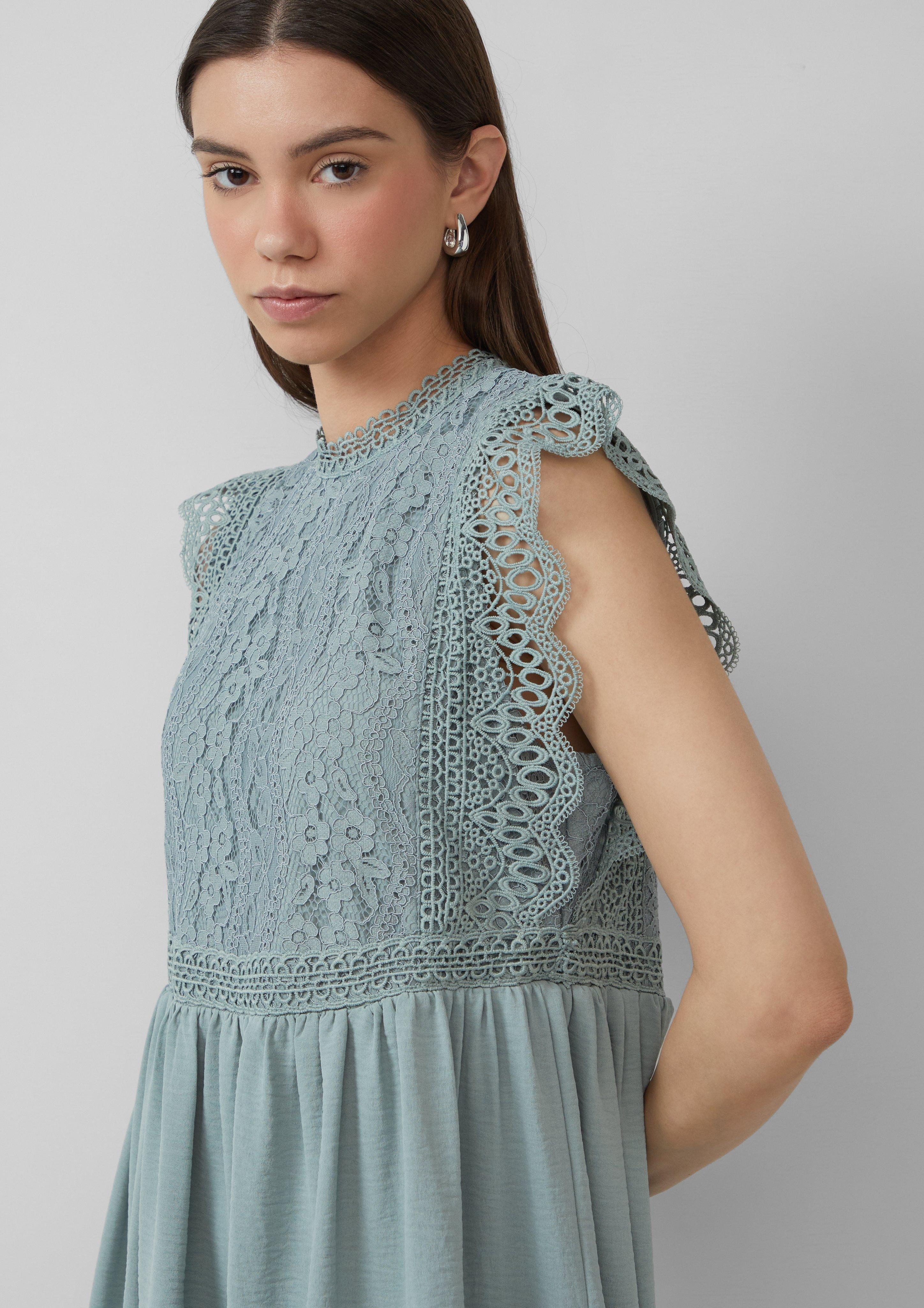 QS Minikleid Kurzes Kleid mit Spitzenoberteil günstig online kaufen