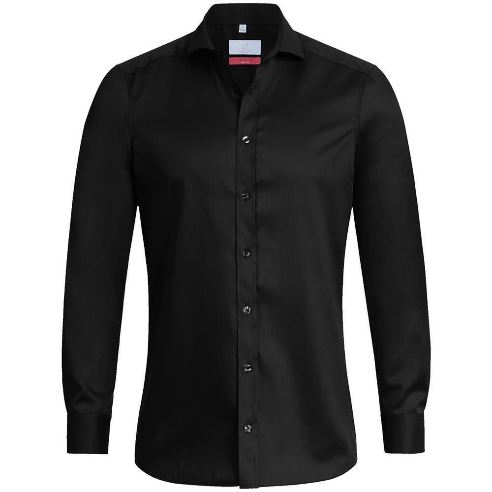 Langarmhemd Greiff Corporate Hemd PREMIUM Herren OEKO TEX® Schwarz