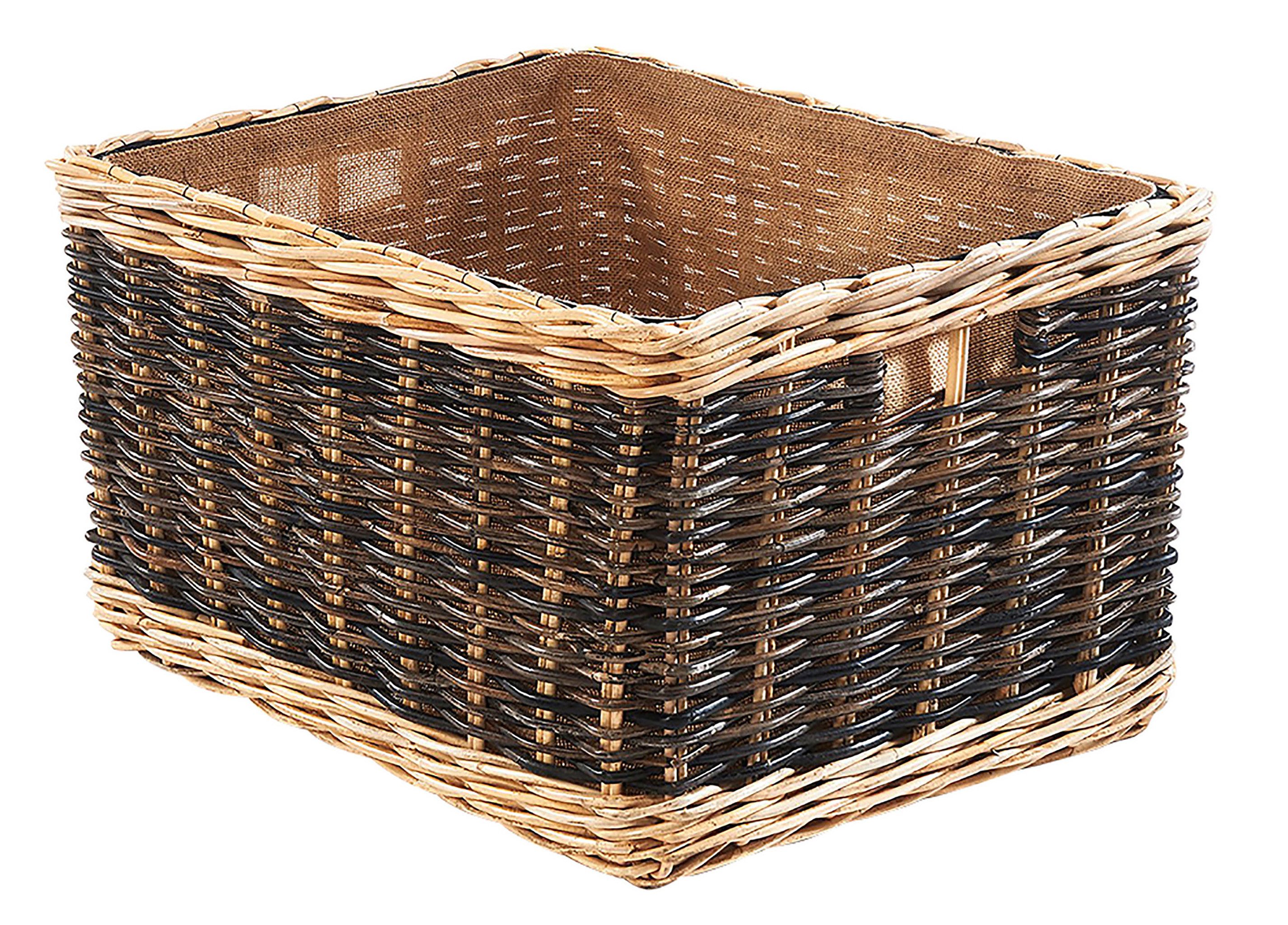 Kobolo Kaminholzkorb Holzkorb aus Rattan zweifarbig mit Jutestoff