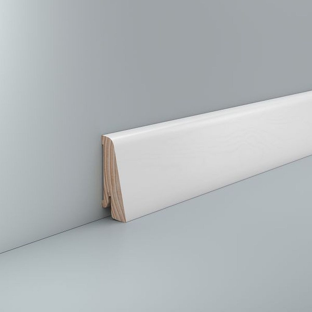 Südbrock Sockelleiste Sockelleiste weiß Holz 20 x 58 Starkfolie RAL 9016 Fußleiste, L: 250 cm, H: 5.8 cm, 1-St.