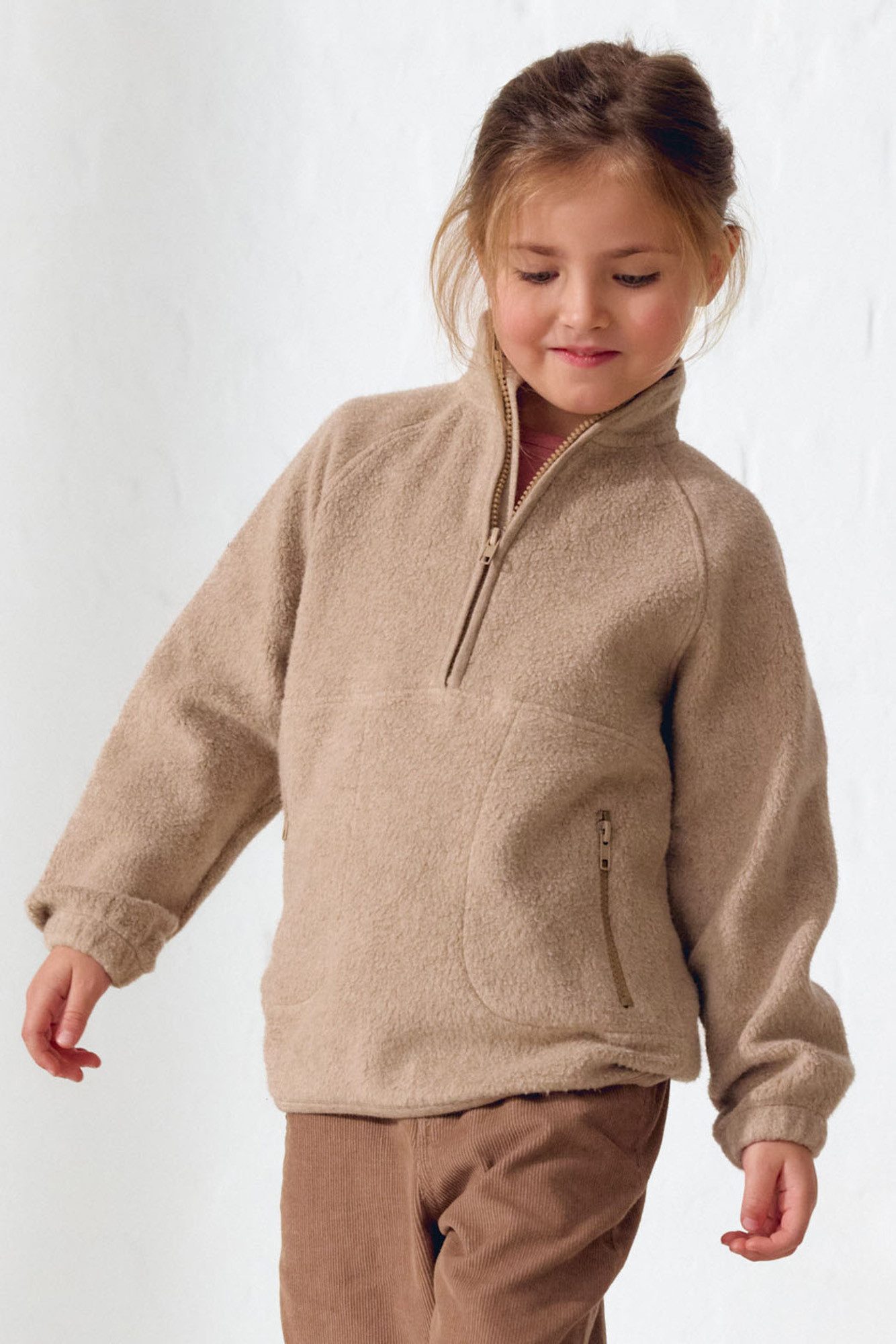 People Wear Organic Fleecepullover beige mélange GOTS zertifiziert