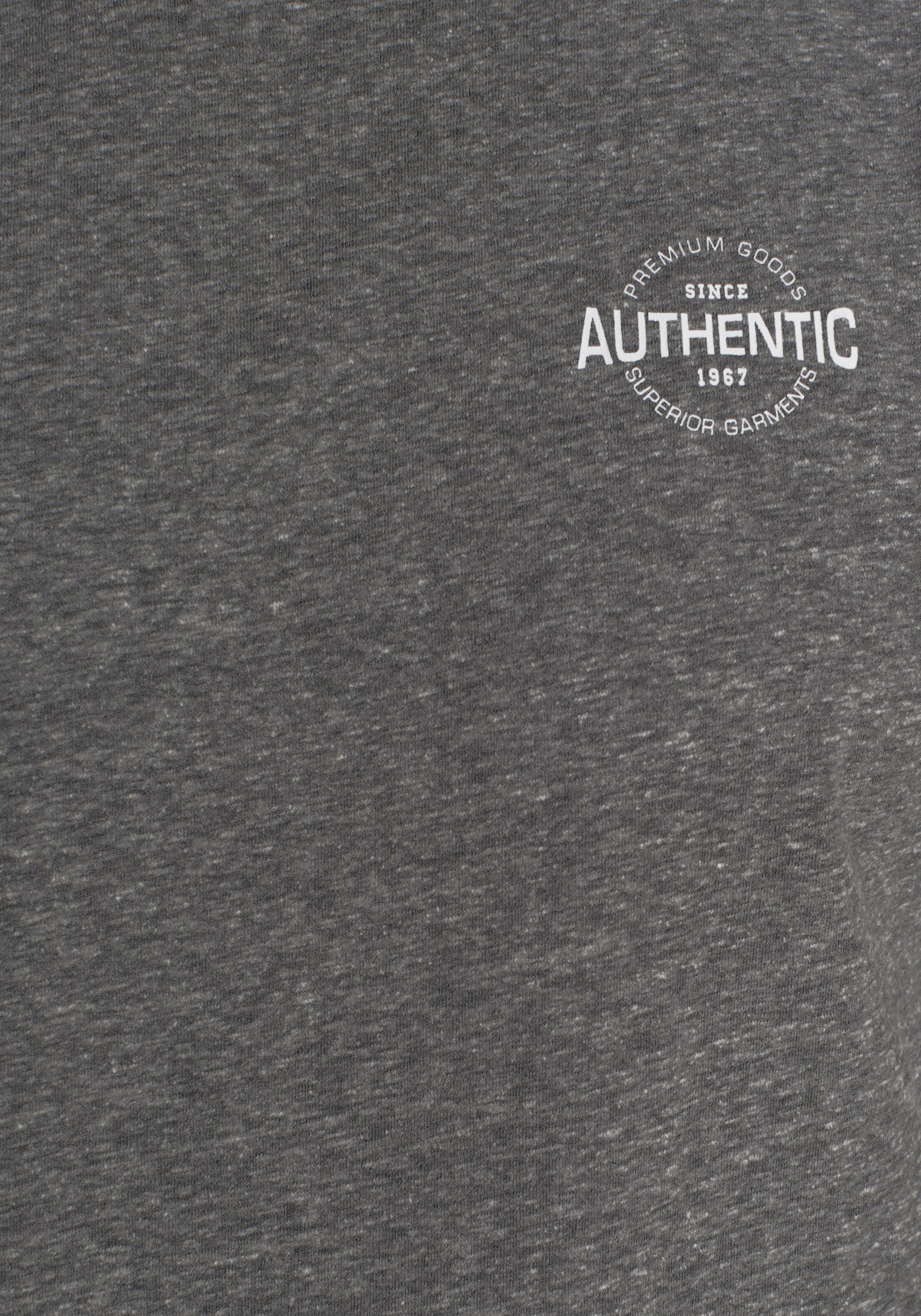 Melange meliert Logo besonderer Optik und Print in AJC anthrazit T-Shirt mit