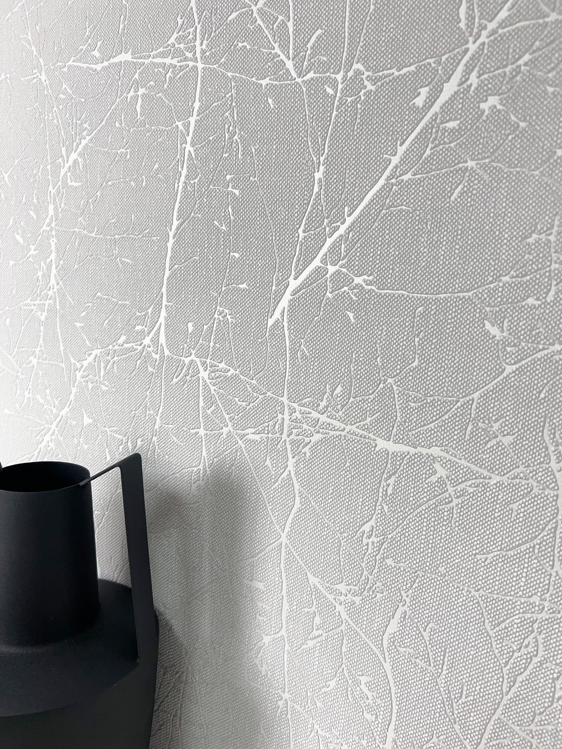 Newroom Vliestapete, Hellgrau Tapete Floral Äste - Ästetapete Blumentapete günstig online kaufen