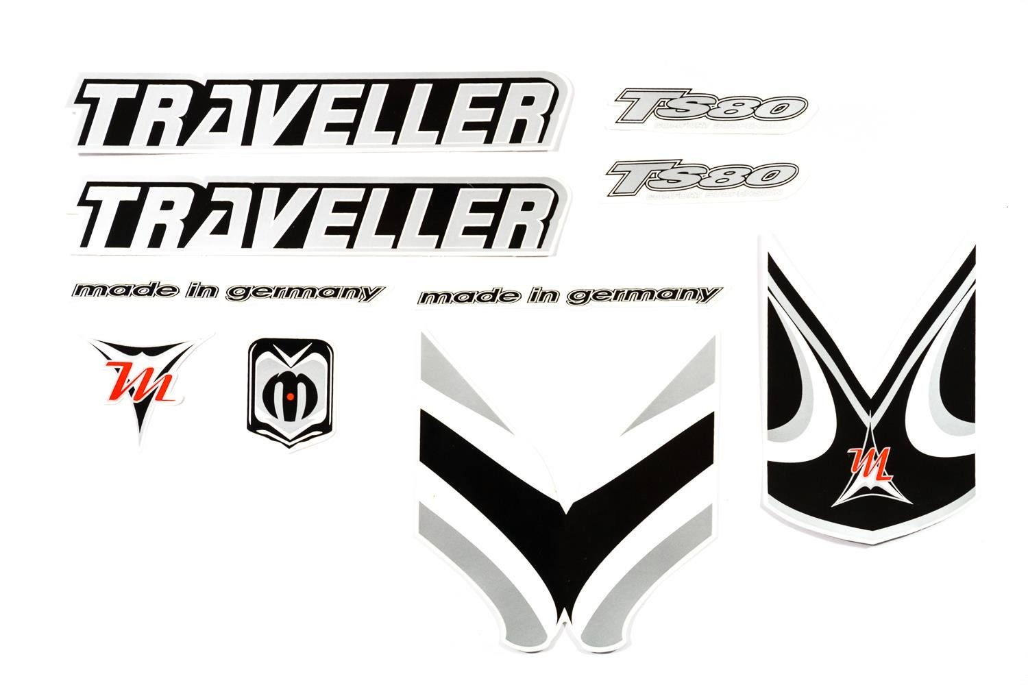 Non-Branded Fahrradrahmen Fahrrad DEKOR Satz Aufkleber Rahmen Sticker Traveller schwarz grau