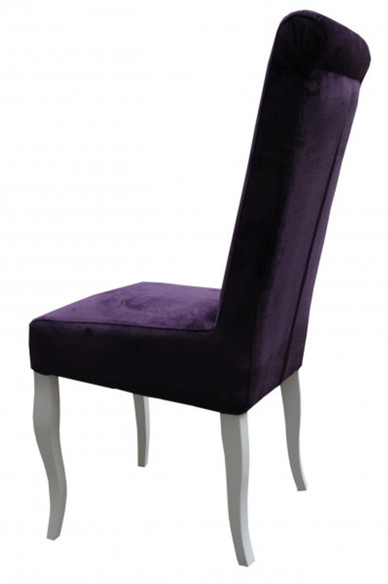 Casa Padrino Esszimmerstuhl Esszimmer - Stuhl Möbel ohne Barock Lila/ Armlehnen Weiß