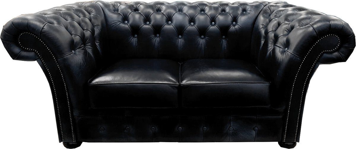 - cm 80 Padrino x Sofa 2er H. 170 Echtleder Schwarz 2-Sitzer Möbel Luxus Chesterfield x Casa 90