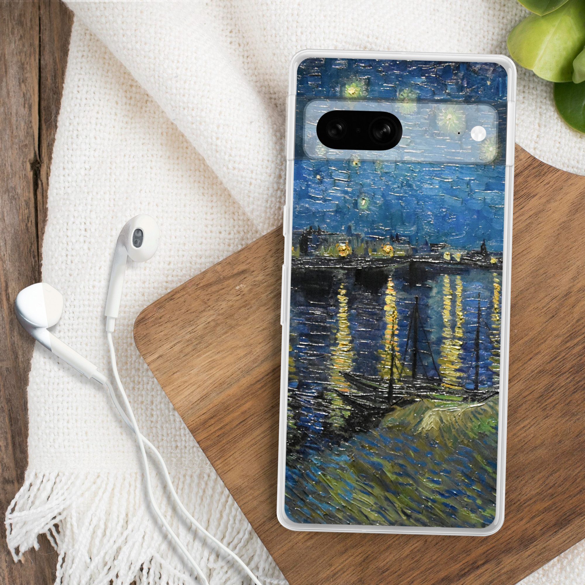 MuchoWow Handyhülle für Google Pixel 7 Sternennacht über der Rhone - Van Gogh - Kunst, Phone Case, Silikon, Schutzhülle Dünn